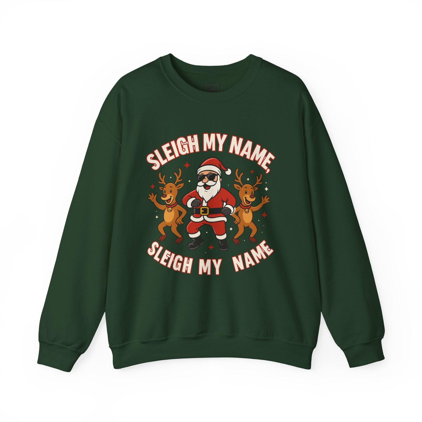 Santa Sleigh My Name Sweatshirt, Unisex Holiday Crewneck, Christmas Gift, Funny Sweatshirt, Cozy Winter Apparel