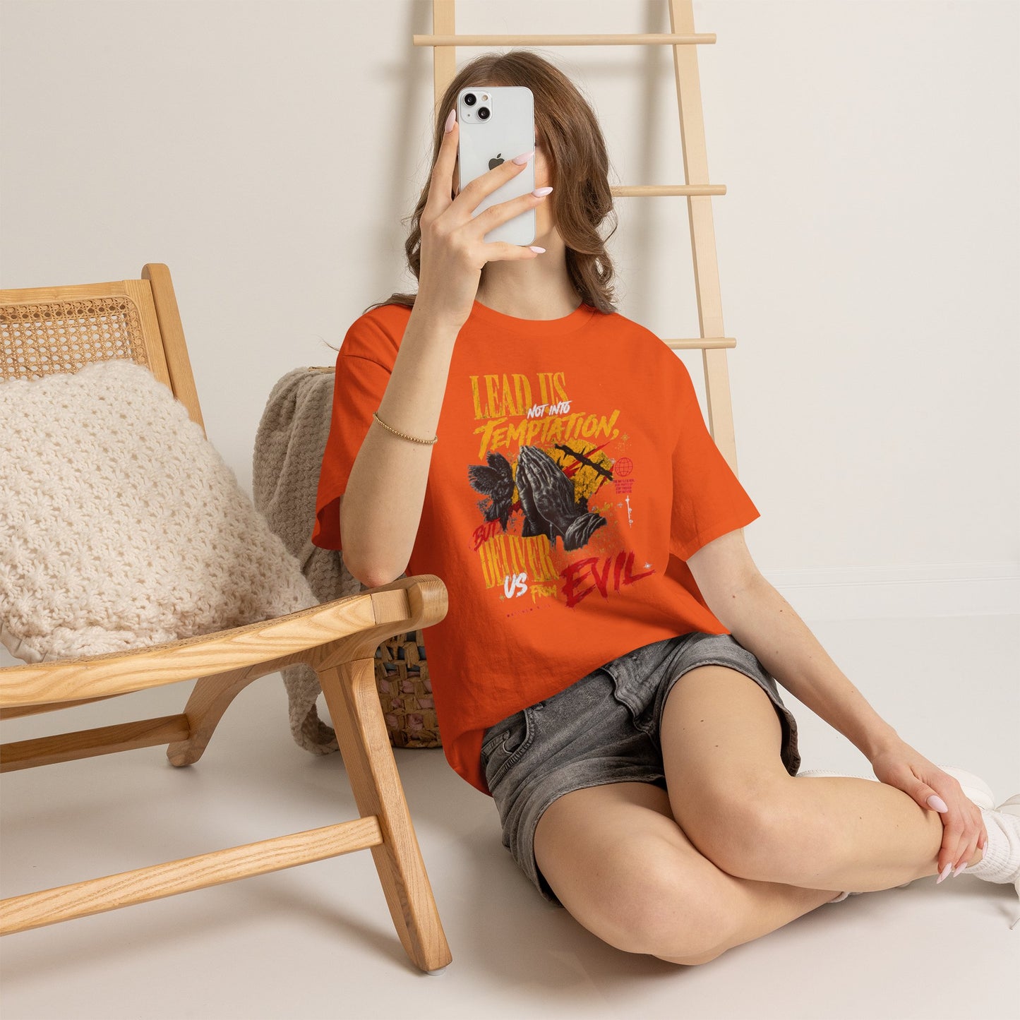 "Lead Us Not Into Temptation, Deliver Us From Evil" Graphic T-Shirt
