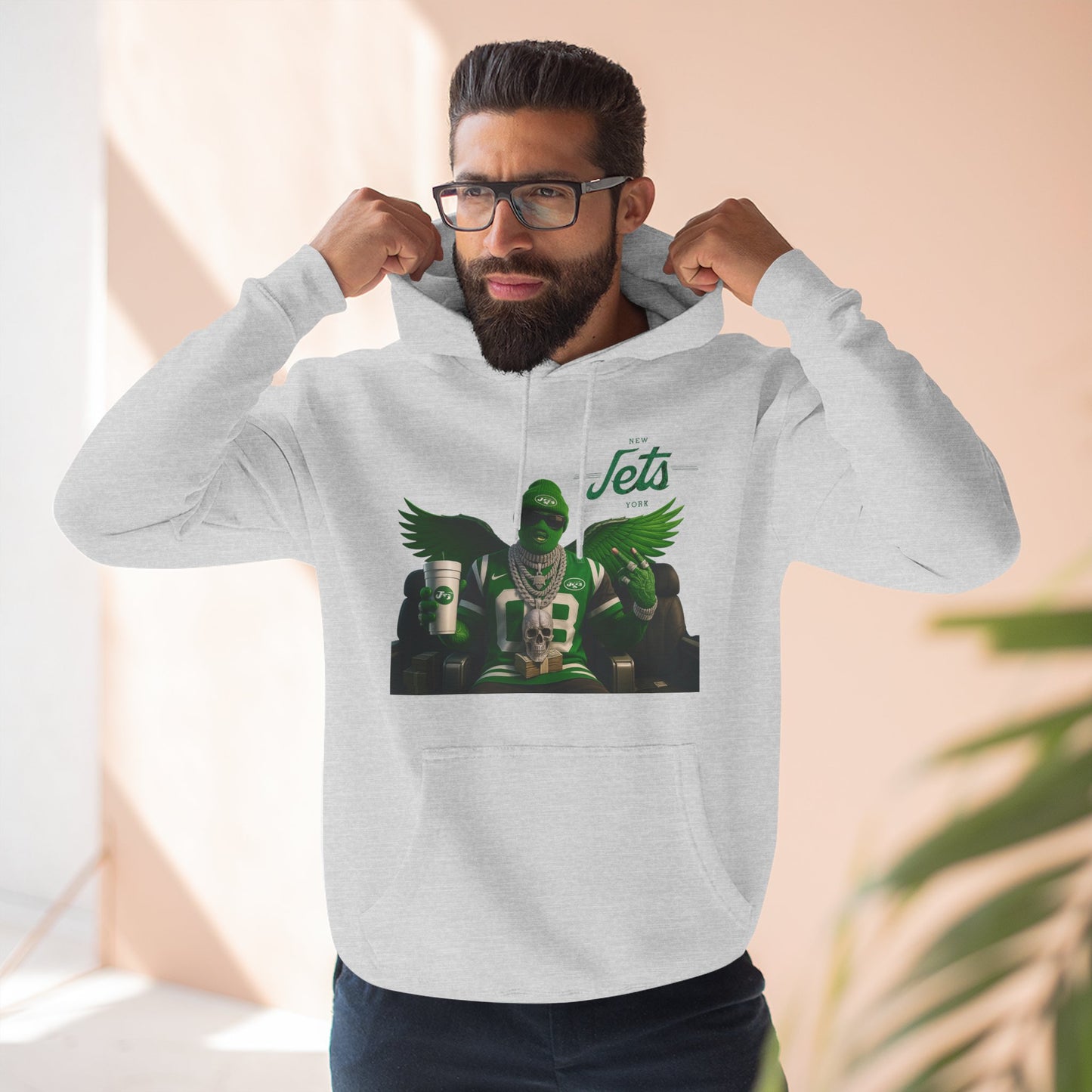 Jets Wings Hoodie — Green Football Fan Fleece Pullover