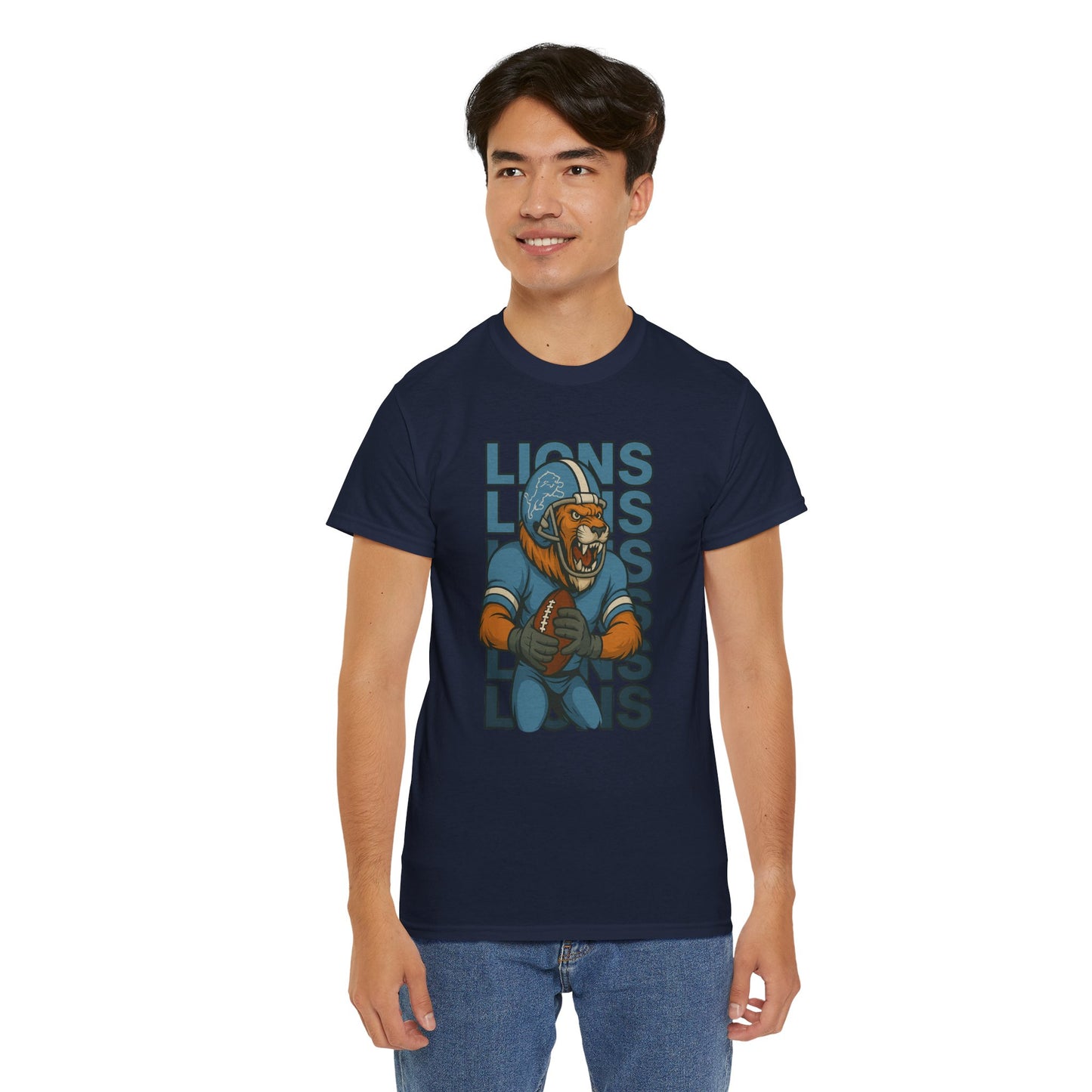 Lions Football Unisex Heavy Cotton Tee - Bold Graphic Tee for Fans