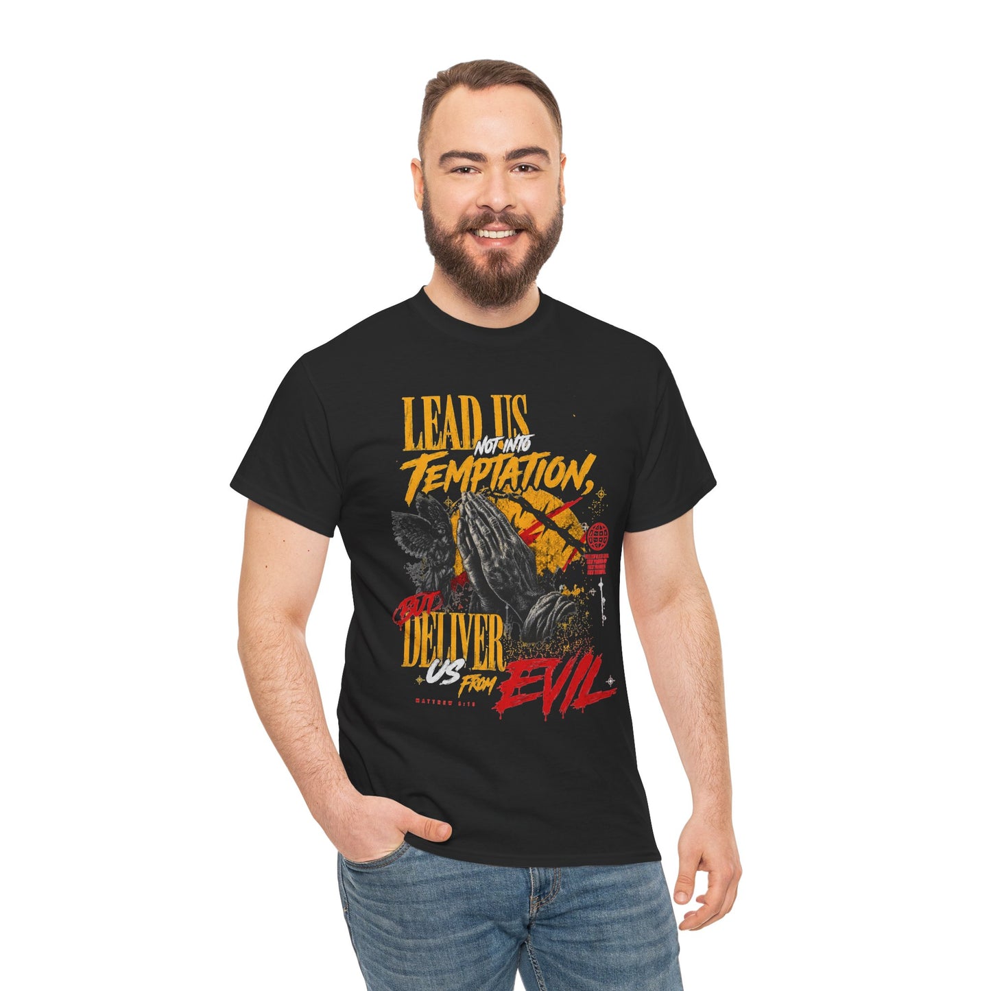 "Lead Us Not Into Temptation, Deliver Us From Evil" Graphic T-Shirt