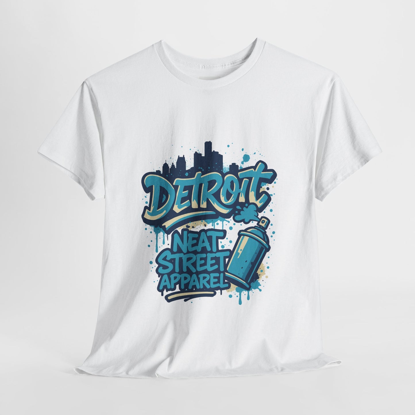 Detroit Street Art Unisex Heavy Cotton Tee - Urban Style Graphic T-Shirt