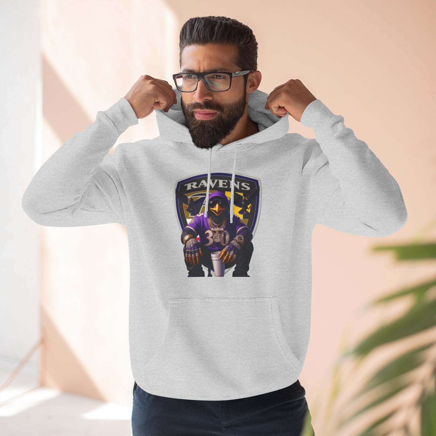 Ravens Three-Panel Fleece Hoodie