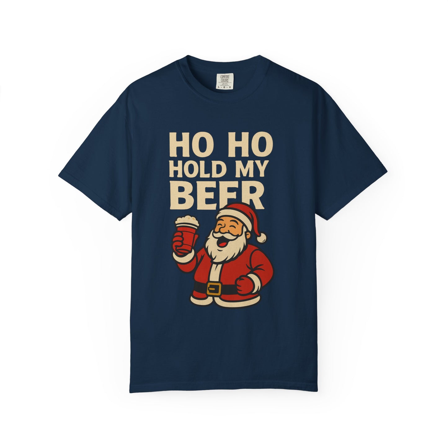 Funny Holiday T-Shirt with Santa: Ho Ho Hold my Beer