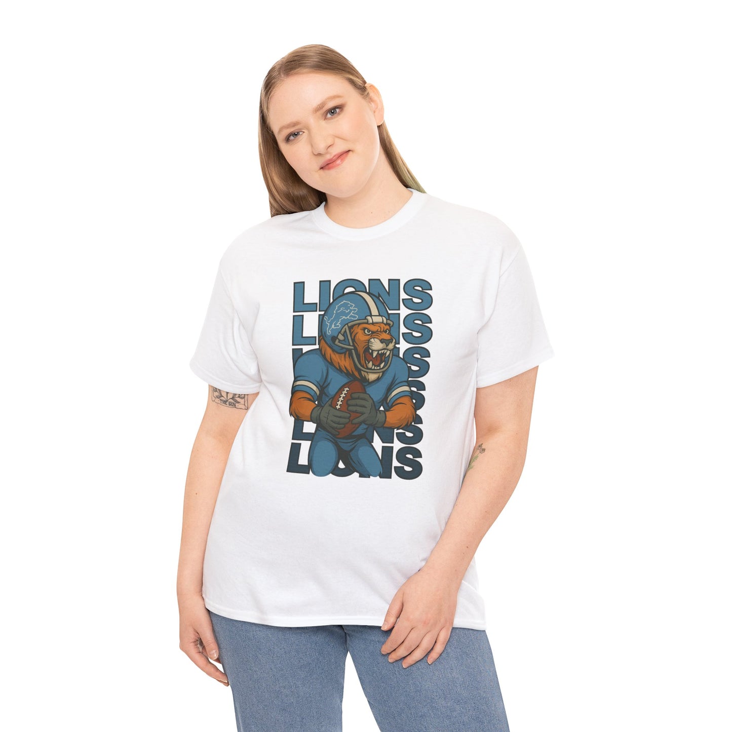 Lions Football Unisex Heavy Cotton Tee - Bold Graphic Tee for Fans