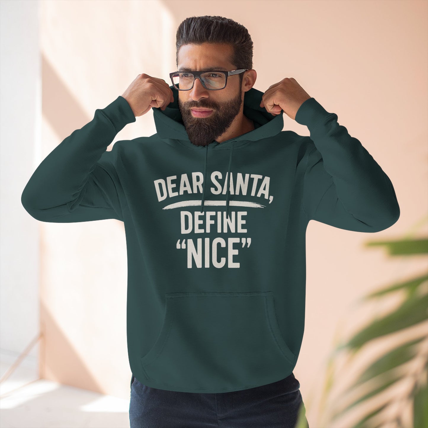 Holiday Humor Fleece Hoodie - 'Dear Santa, Define Nice