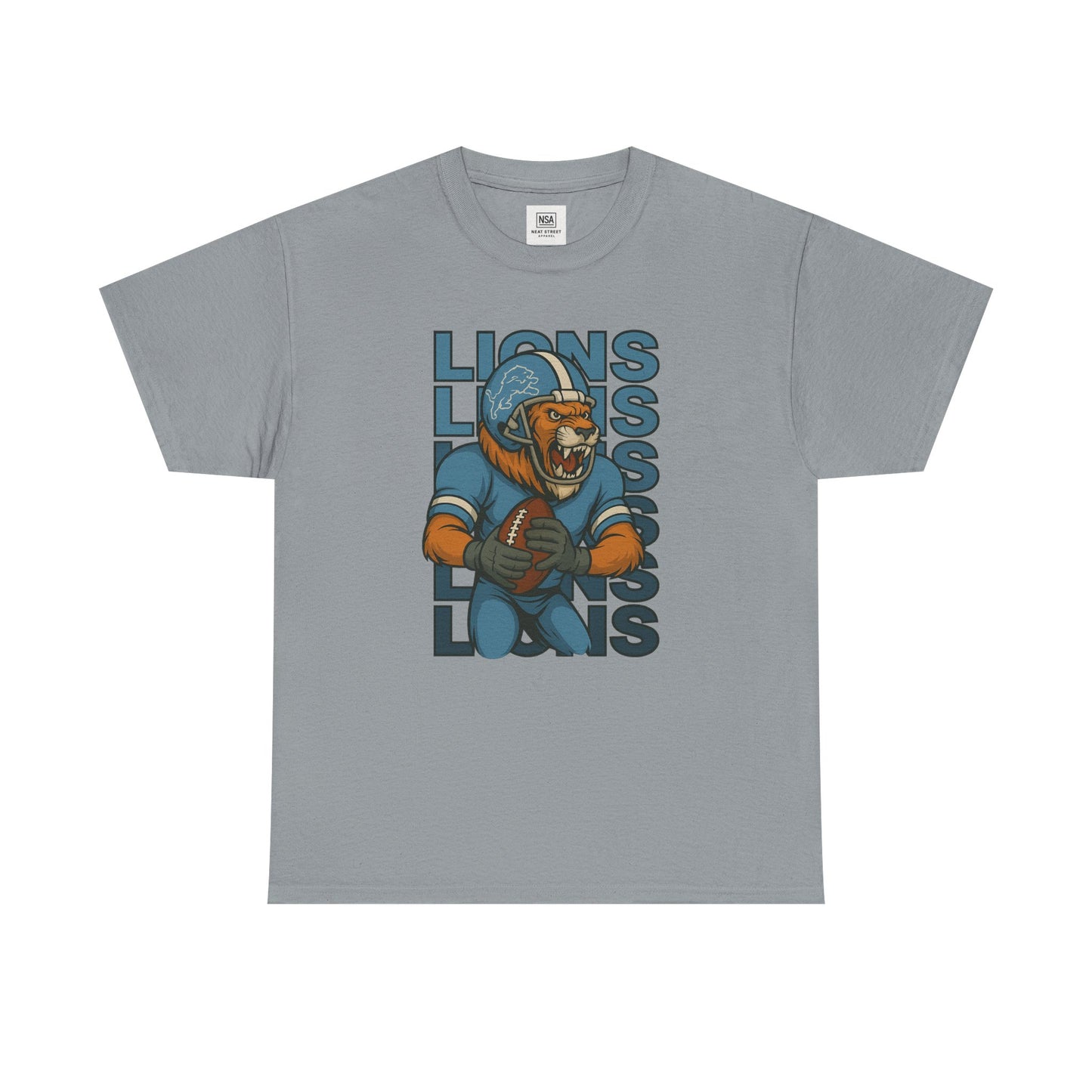 Lions Football Unisex Heavy Cotton Tee - Bold Graphic Tee for Fans