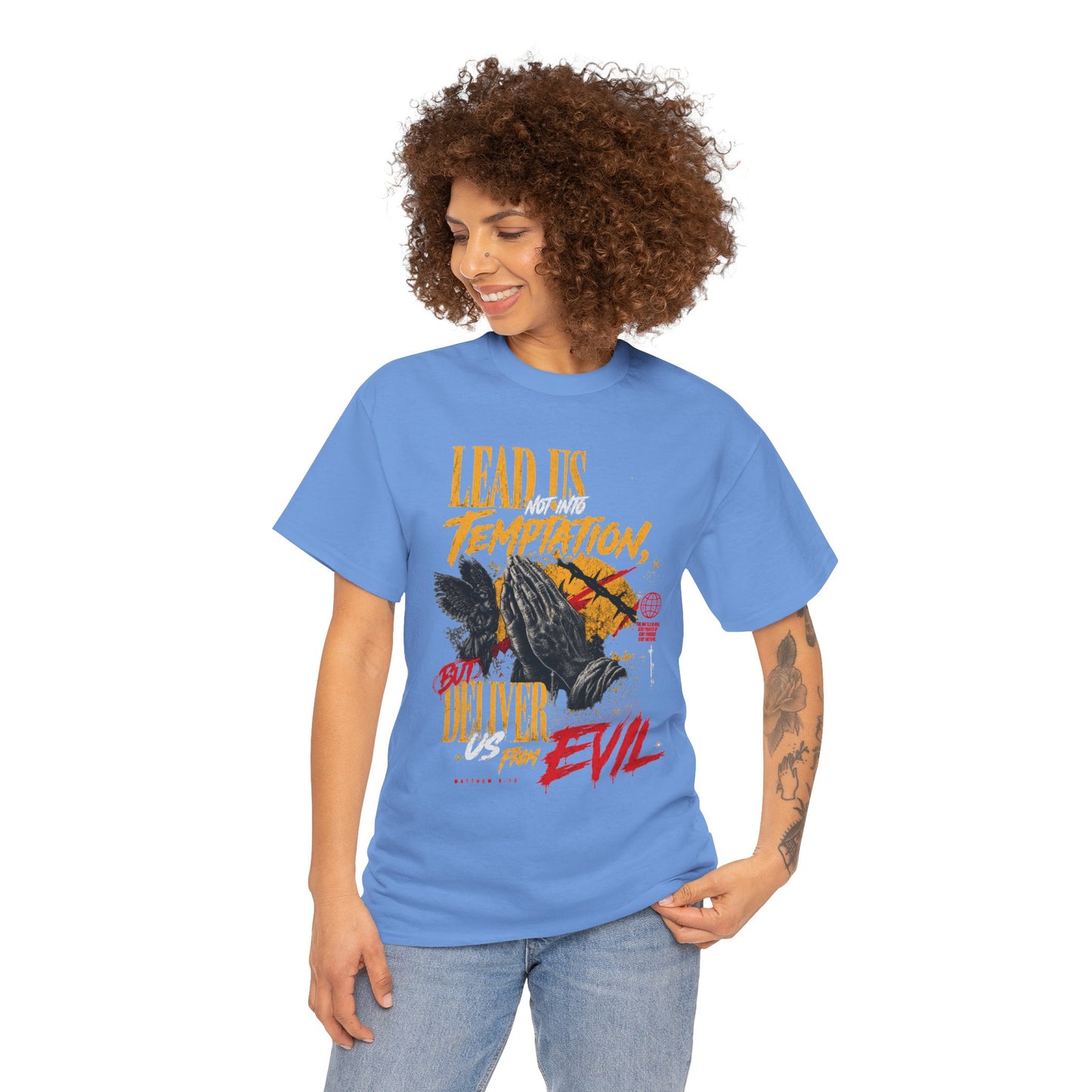 "Lead Us Not Into Temptation, Deliver Us From Evil" Graphic T-Shirt