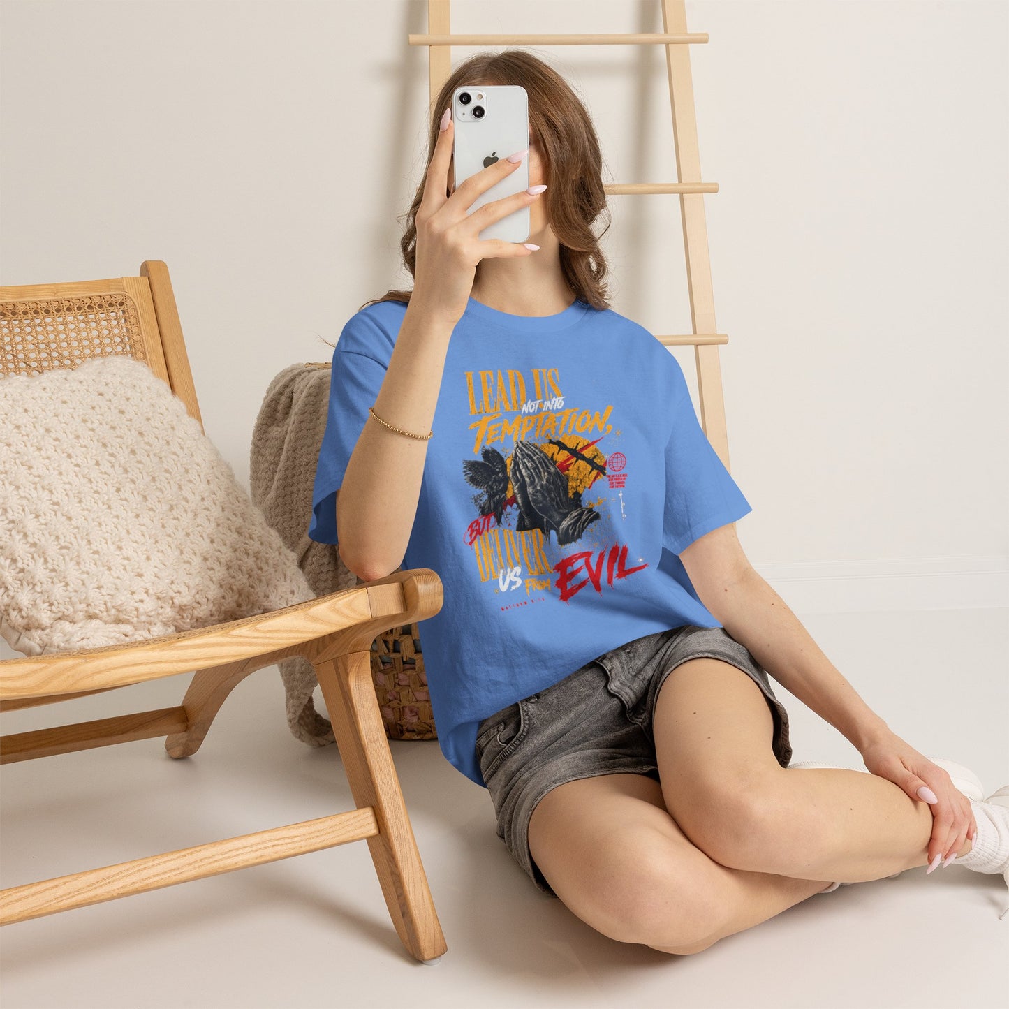 "Lead Us Not Into Temptation, Deliver Us From Evil" Graphic T-Shirt