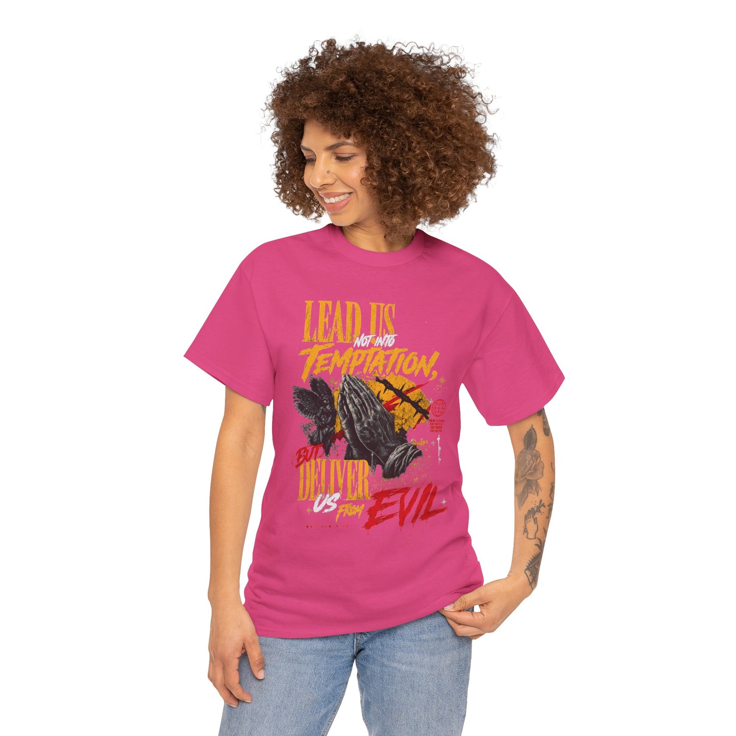 "Lead Us Not Into Temptation, Deliver Us From Evil" Graphic T-Shirt