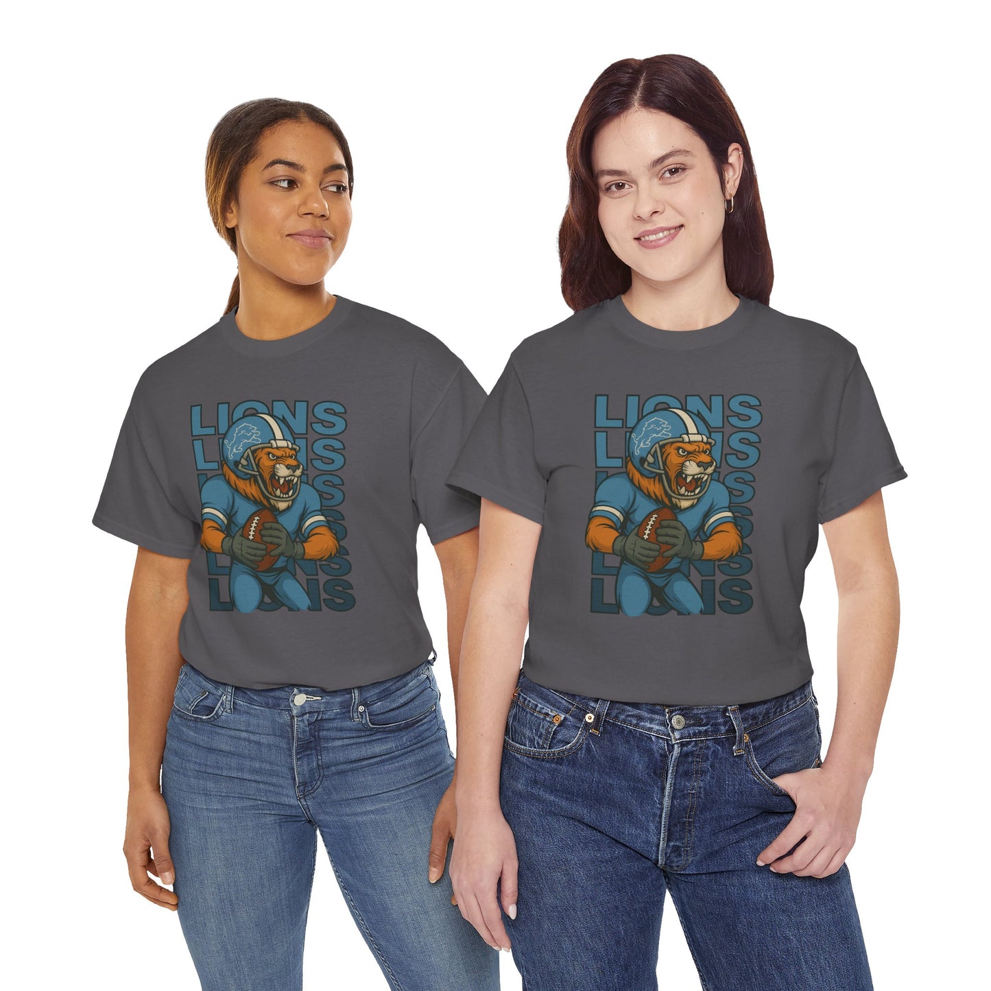 Lions Football Unisex Heavy Cotton Tee - Bold Graphic Tee for Fans