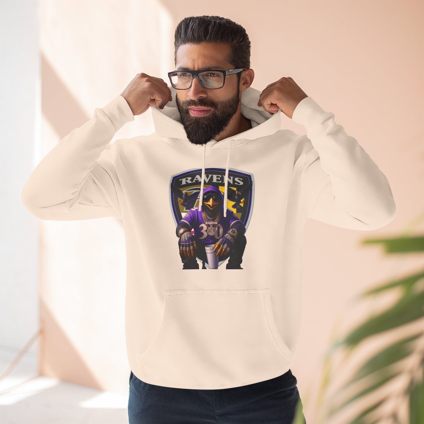 Ravens Three-Panel Fleece Hoodie