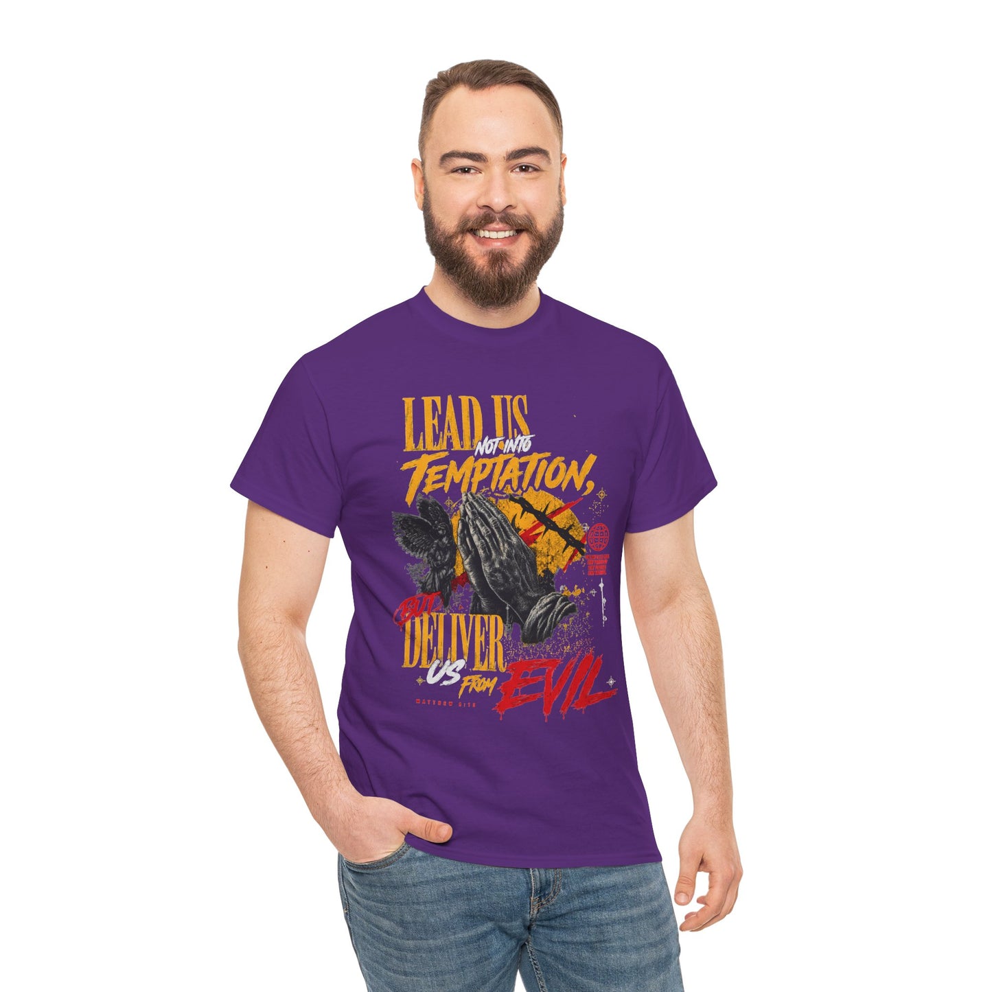 "Lead Us Not Into Temptation, Deliver Us From Evil" Graphic T-Shirt