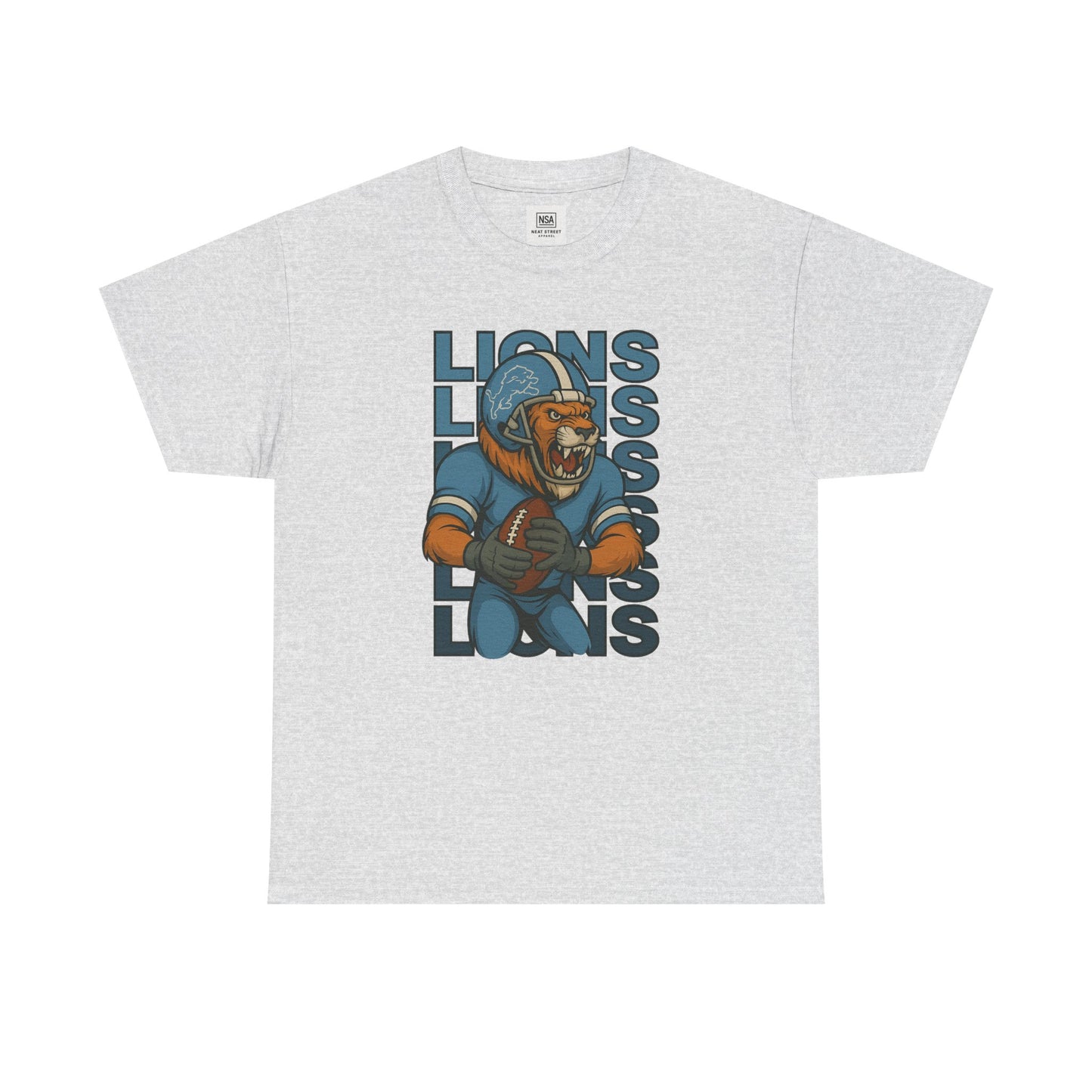 Lions Football Unisex Heavy Cotton Tee - Bold Graphic Tee for Fans