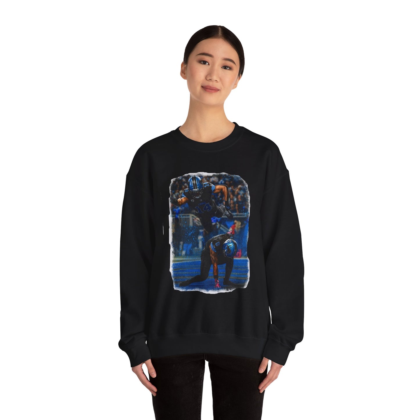 Football Tackle Crewneck Sweatshirt — Vintage Game Action Graphic