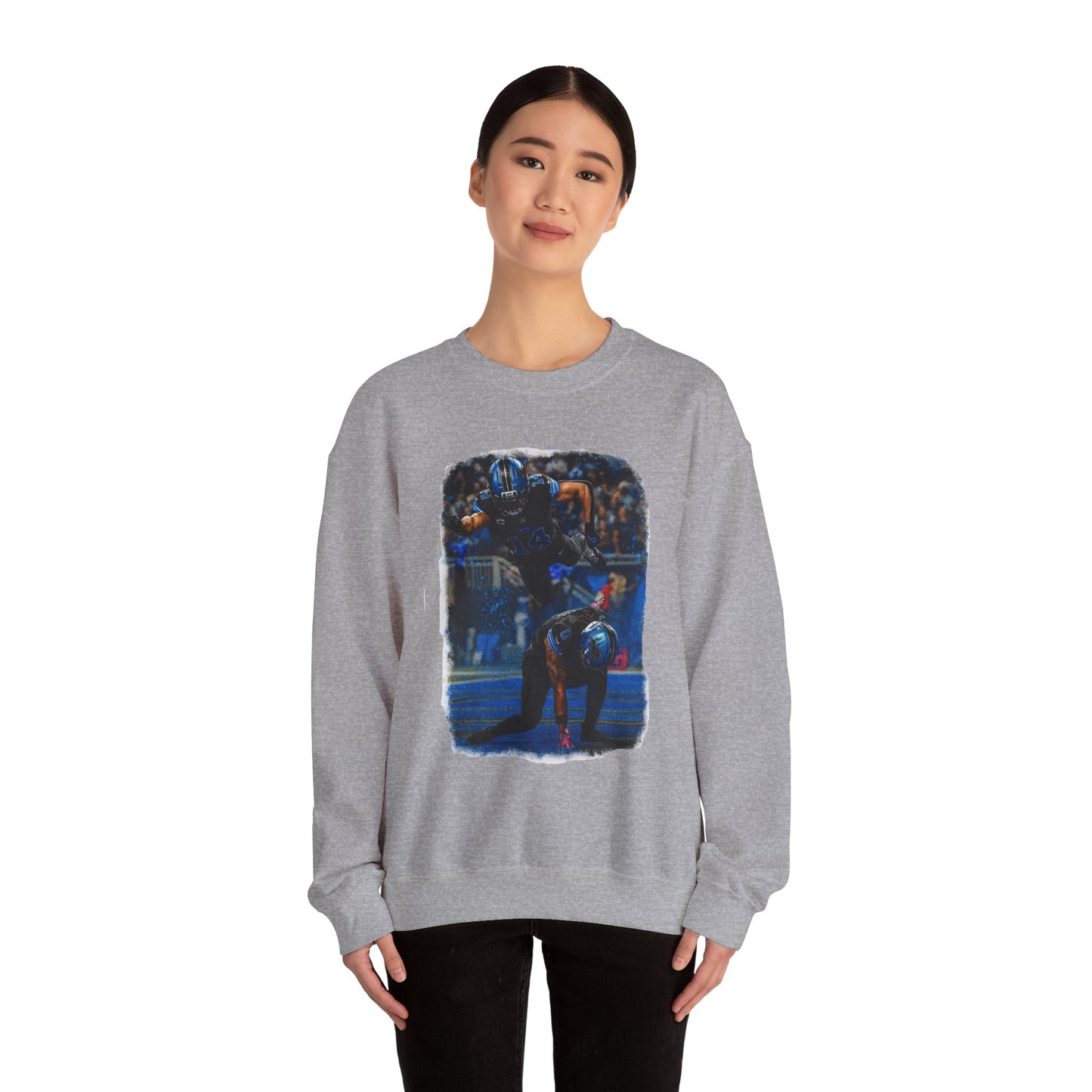 Football Tackle Crewneck Sweatshirt — Vintage Game Action Graphic