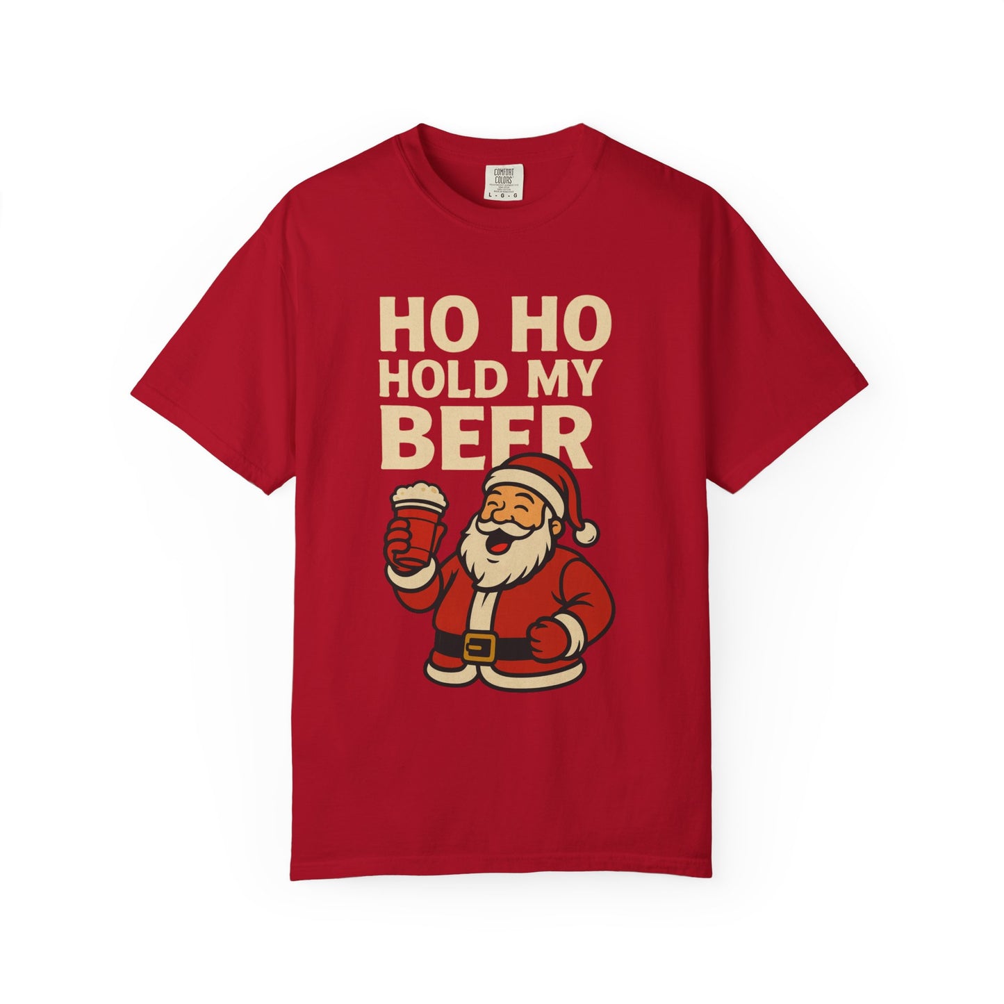Funny Holiday T-Shirt with Santa: Ho Ho Hold my Beer