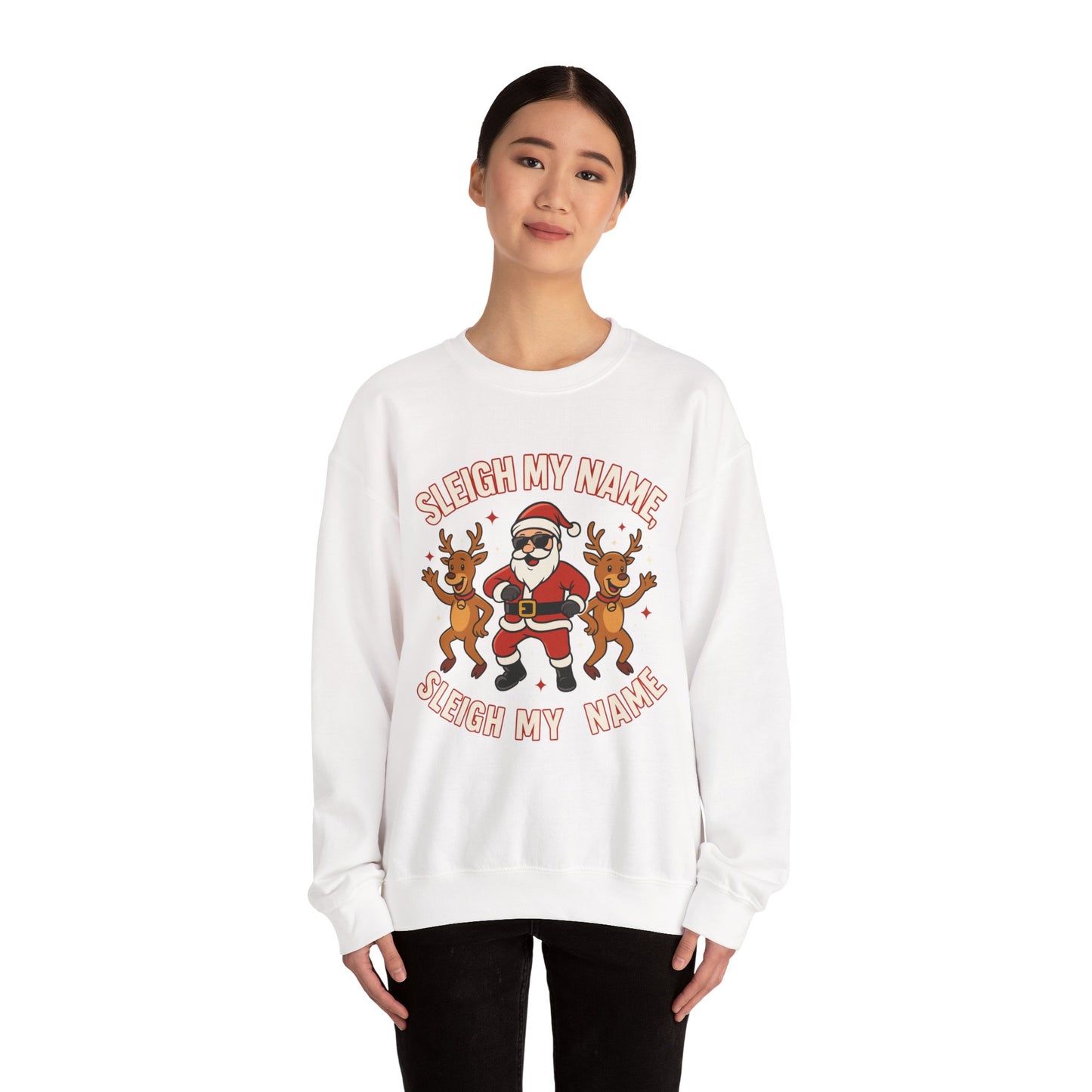 Santa Sleigh My Name Sweatshirt, Unisex Holiday Crewneck, Christmas Gift, Funny Sweatshirt, Cozy Winter Apparel