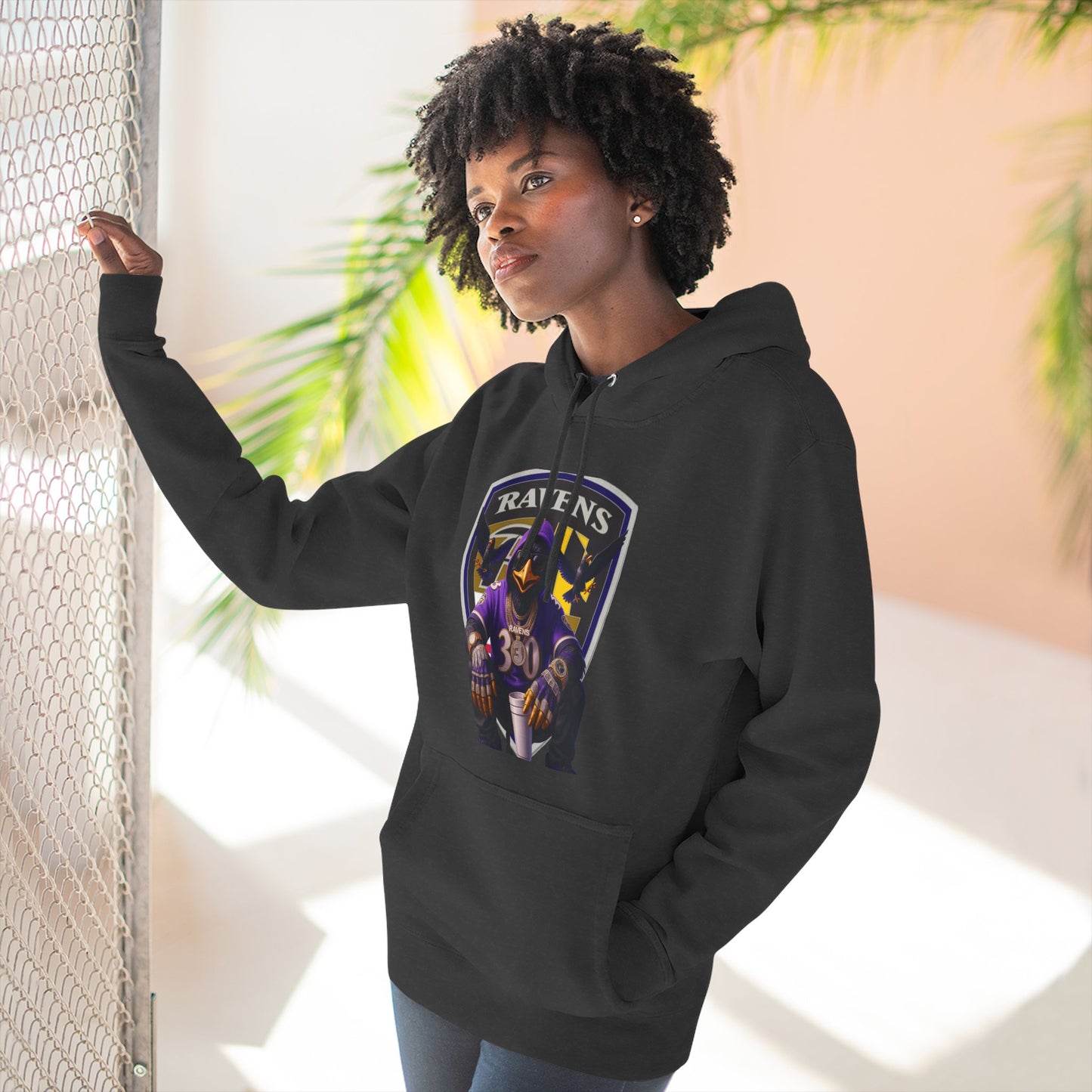 Ravens Three-Panel Fleece Hoodie