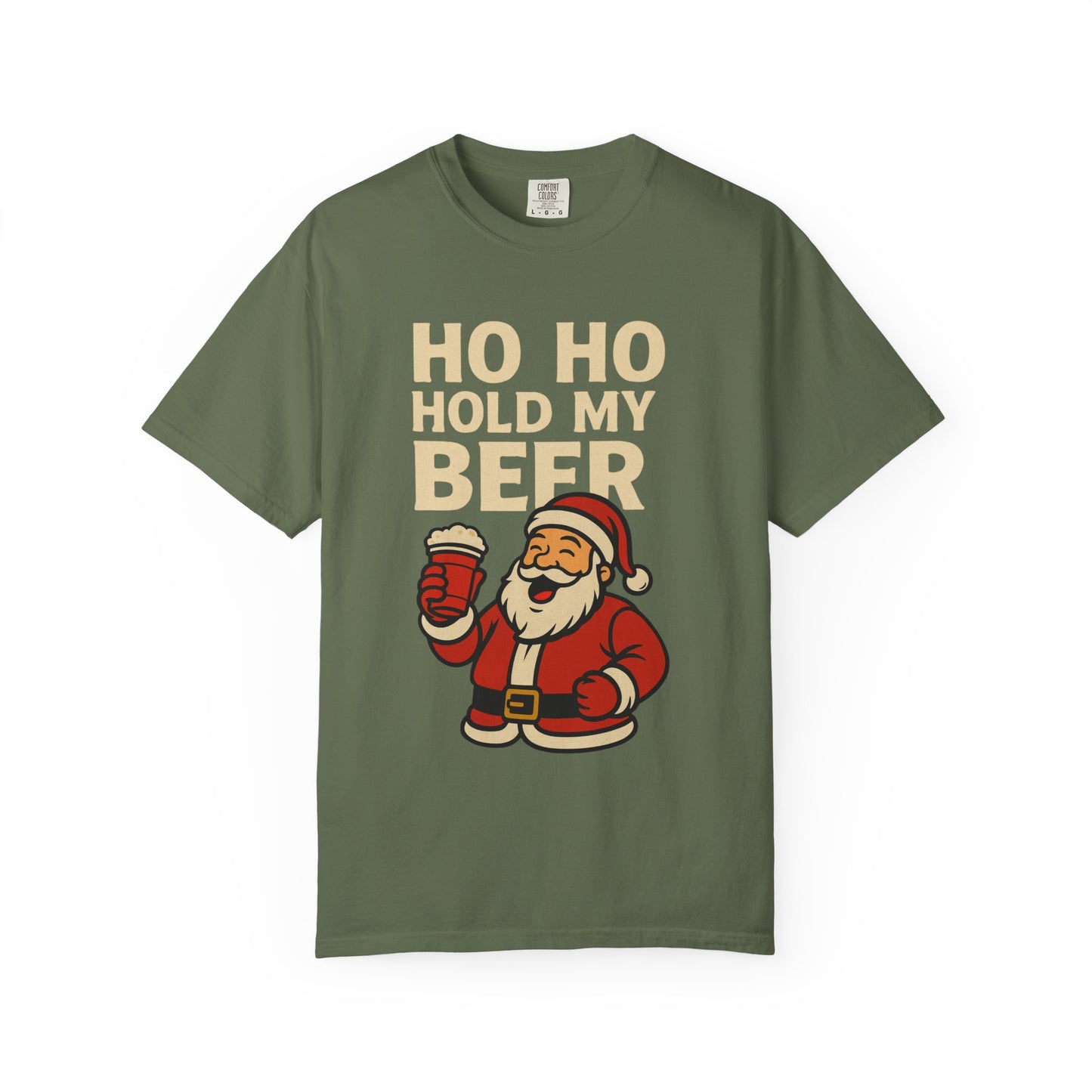Funny Holiday T-Shirt with Santa: Ho Ho Hold my Beer