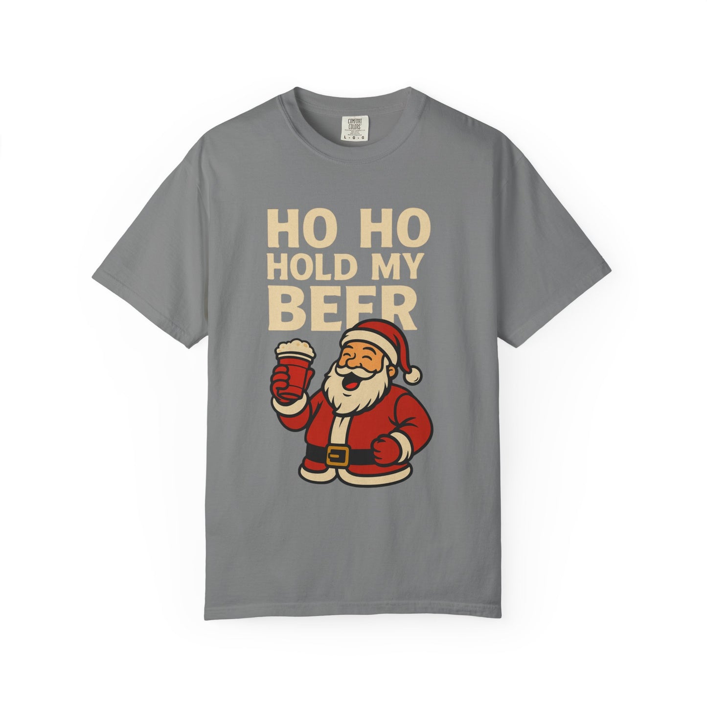 Funny Holiday T-Shirt with Santa: Ho Ho Hold my Beer