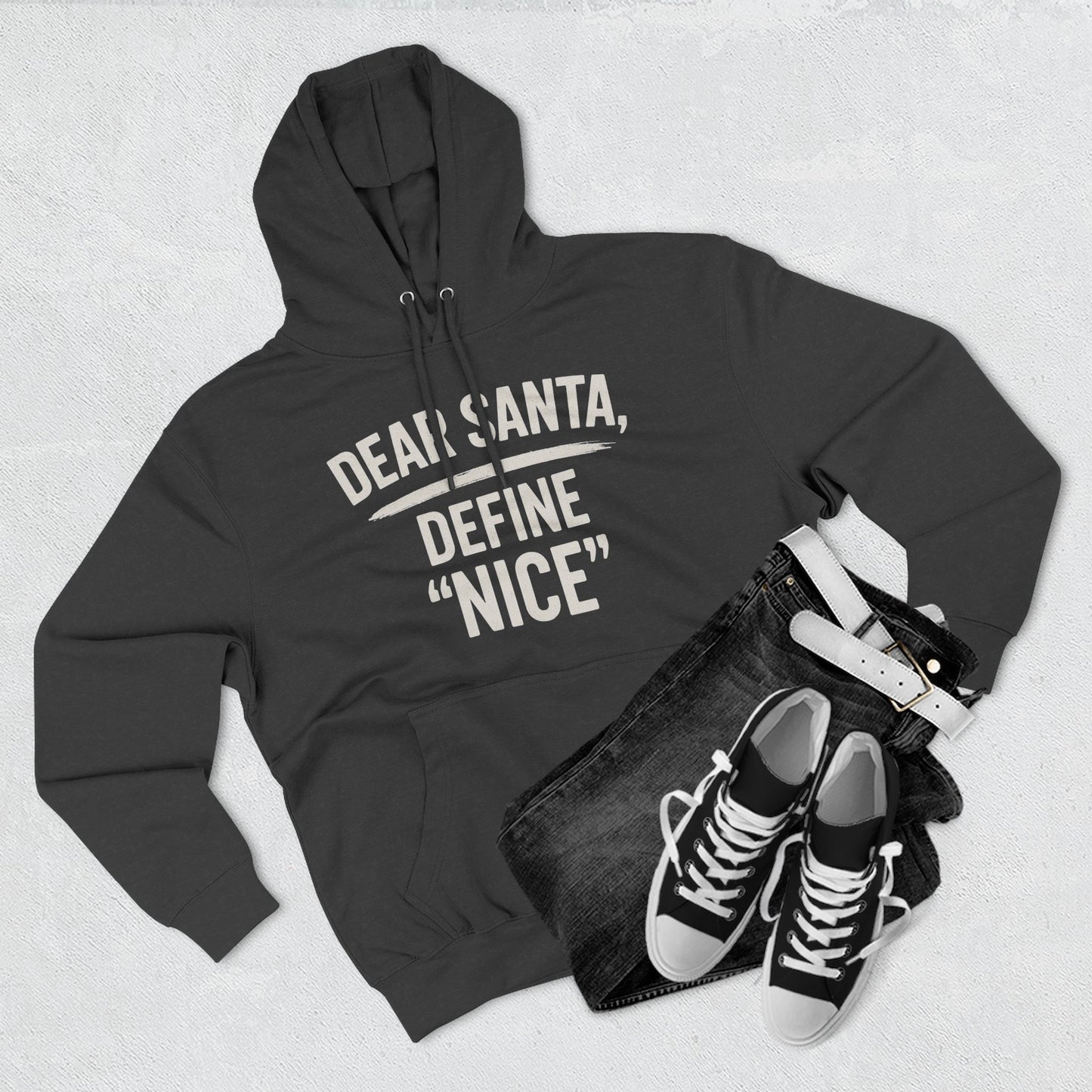 Holiday Humor Fleece Hoodie - 'Dear Santa, Define Nice