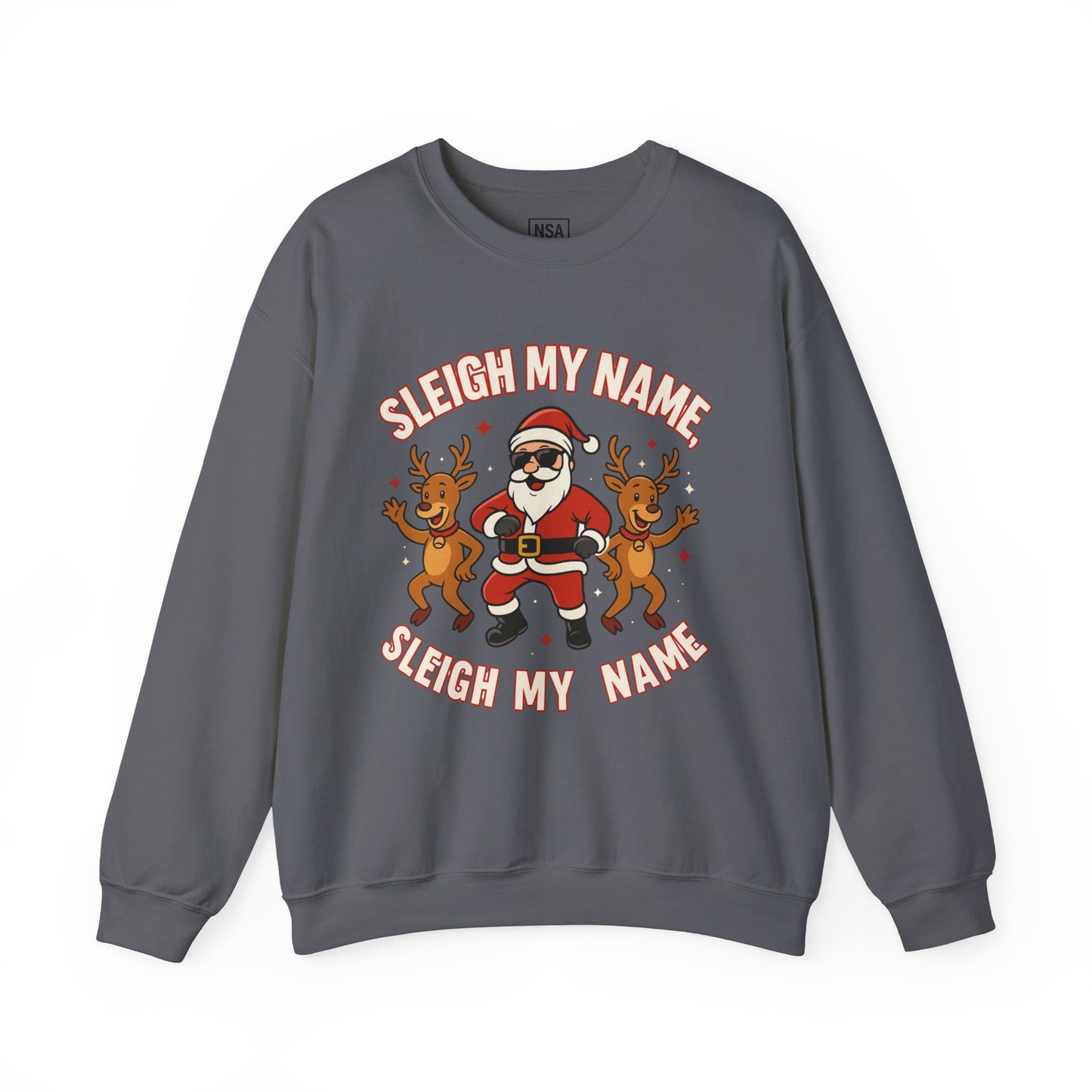 Santa Sleigh My Name Sweatshirt, Unisex Holiday Crewneck, Christmas Gift, Funny Sweatshirt, Cozy Winter Apparel