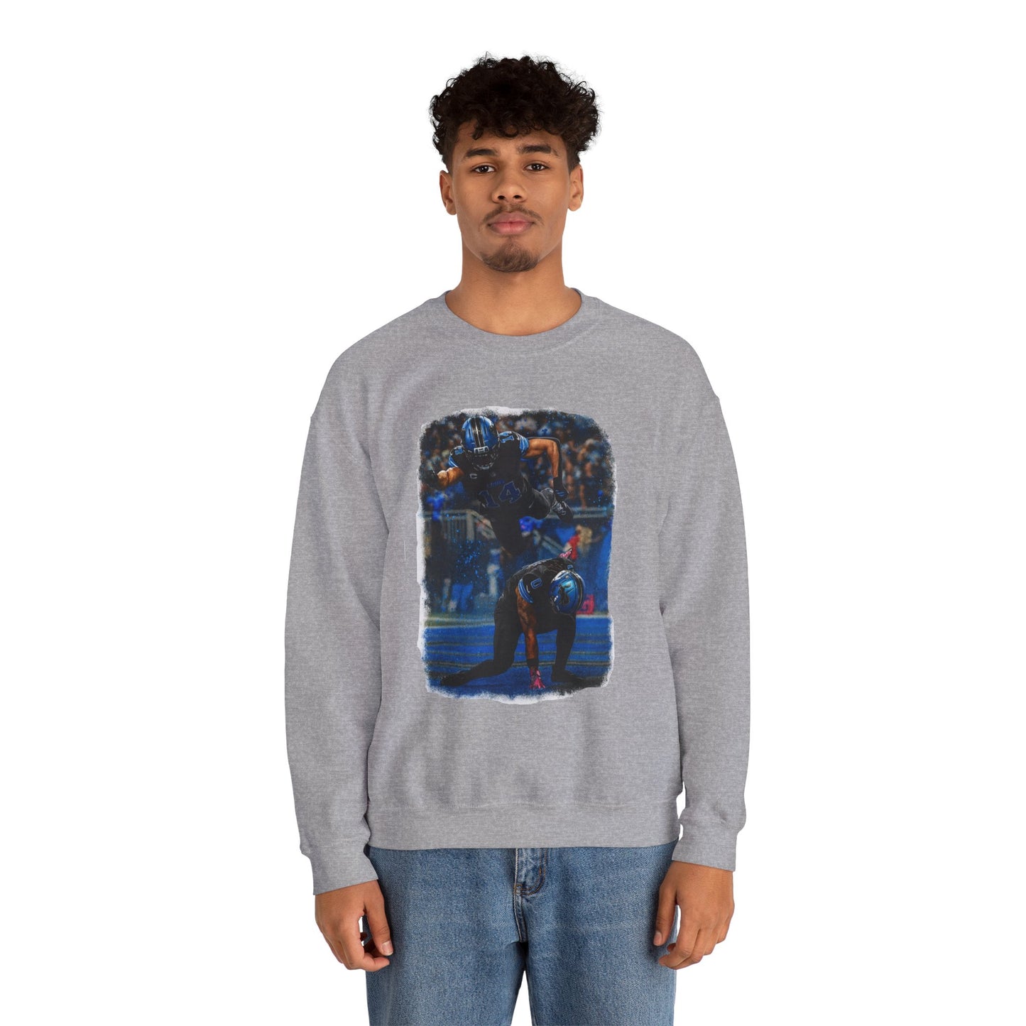 Football Tackle Crewneck Sweatshirt — Vintage Game Action Graphic