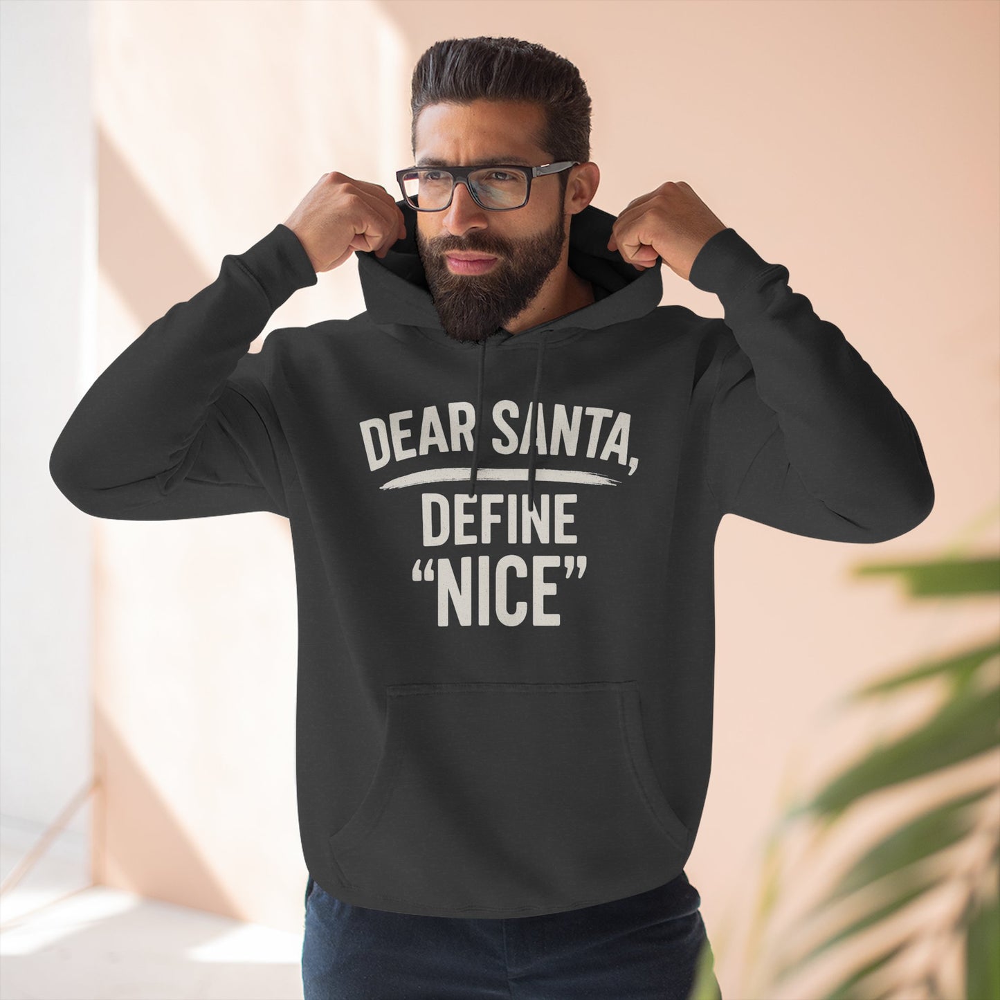 Holiday Humor Fleece Hoodie - 'Dear Santa, Define Nice