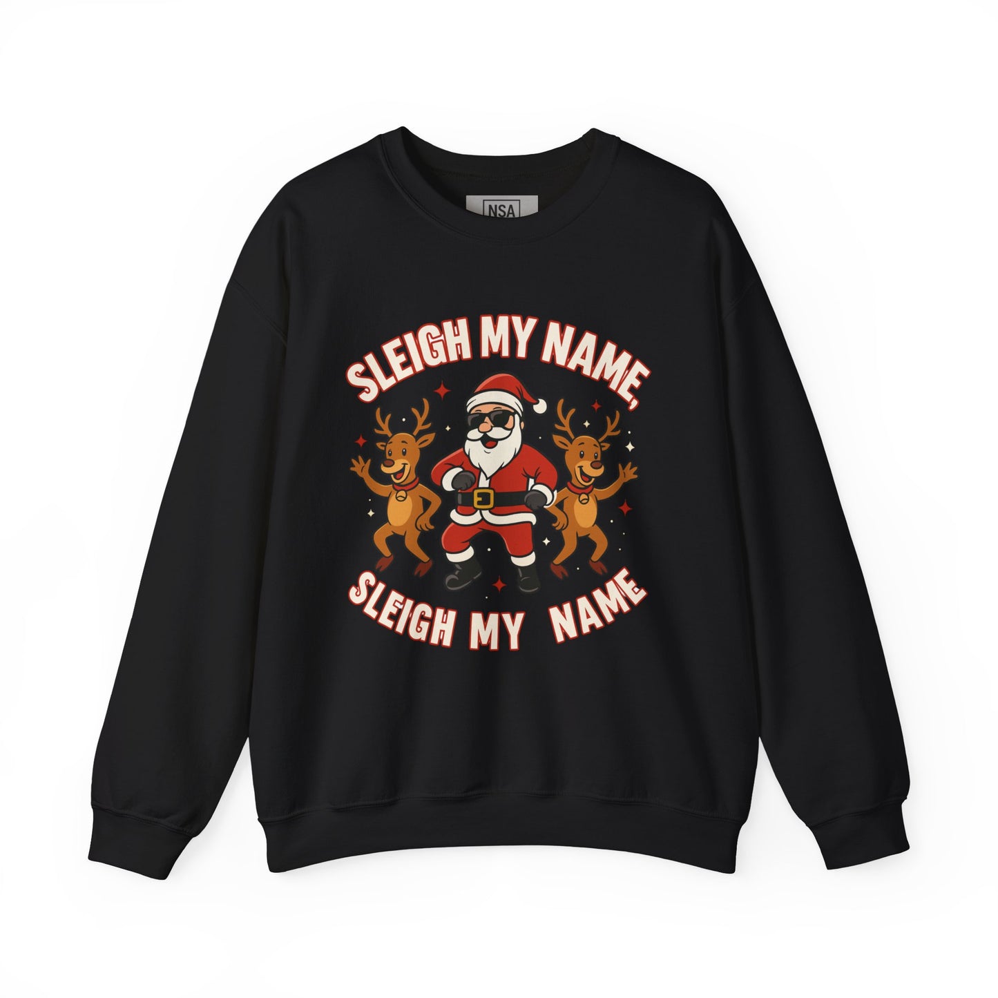 Santa Sleigh My Name Sweatshirt, Unisex Holiday Crewneck, Christmas Gift, Funny Sweatshirt, Cozy Winter Apparel