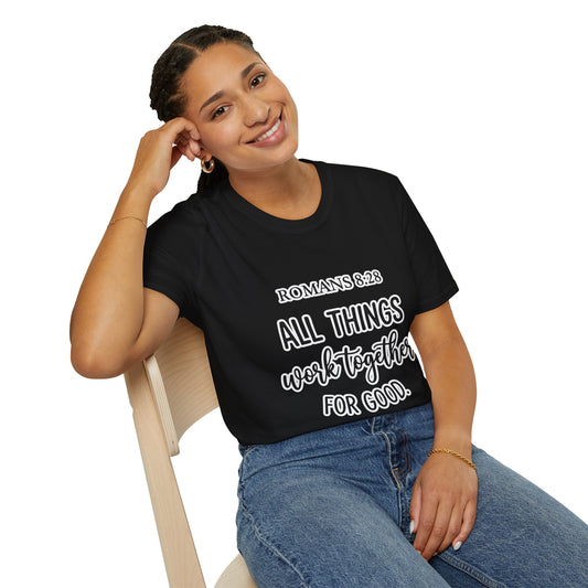 Romans 8:28 "All Things Work Together" T-Shirt