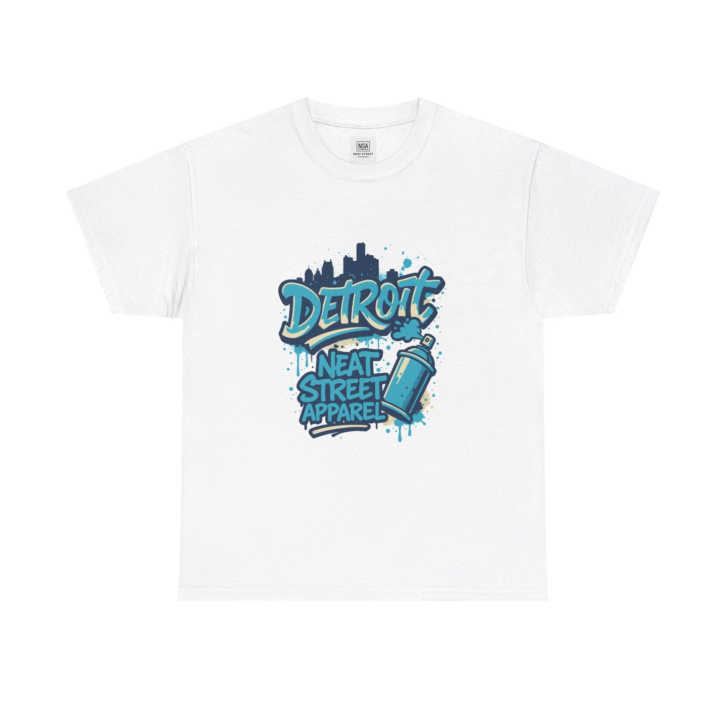 Detroit Street Art Unisex Heavy Cotton Tee - Urban Style Graphic T-Shirt