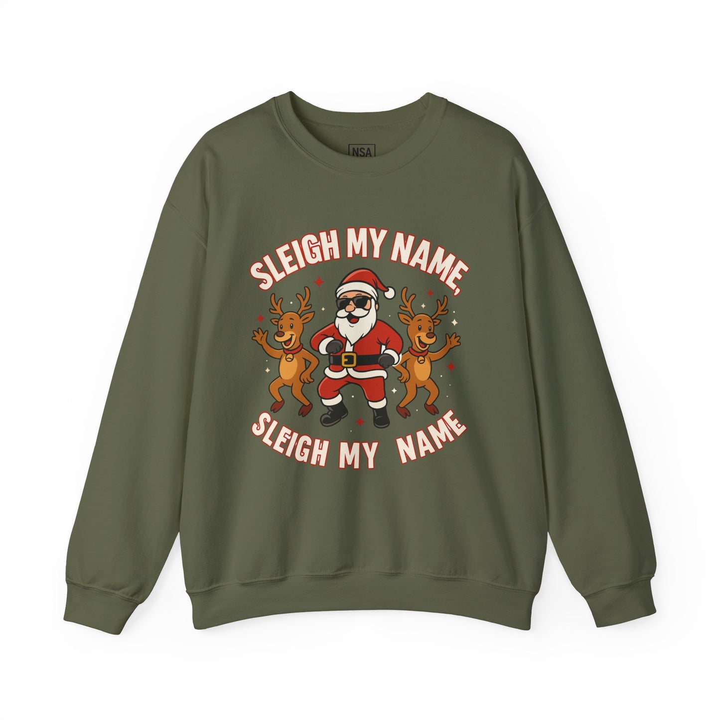Santa Sleigh My Name Sweatshirt, Unisex Holiday Crewneck, Christmas Gift, Funny Sweatshirt, Cozy Winter Apparel