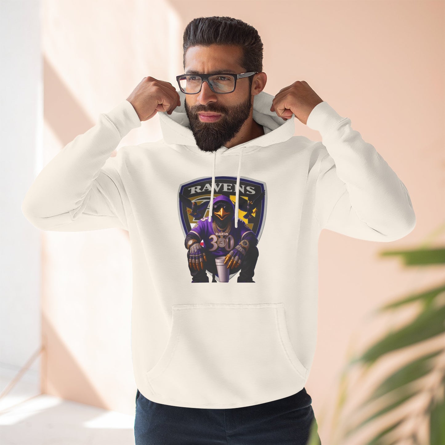 Ravens Three-Panel Fleece Hoodie