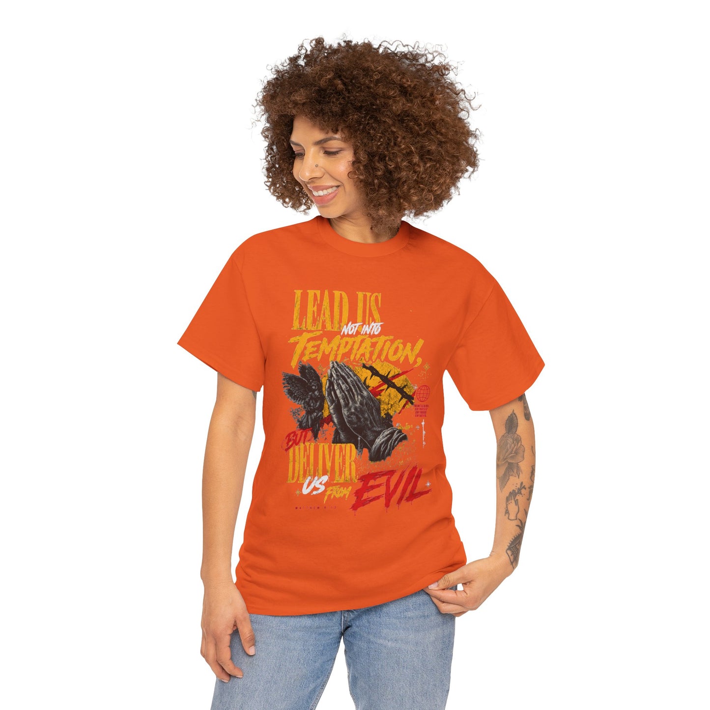 "Lead Us Not Into Temptation, Deliver Us From Evil" Graphic T-Shirt
