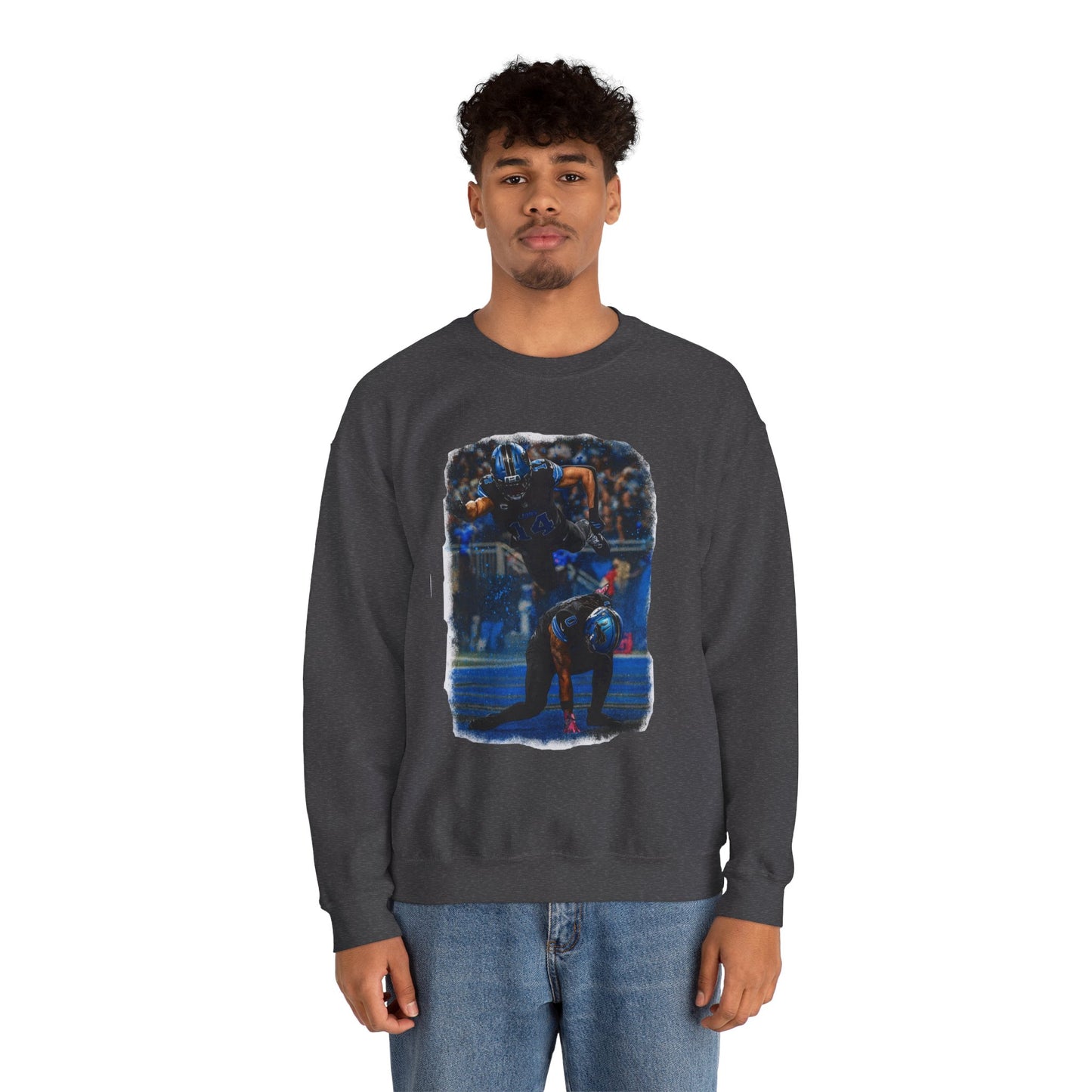 Football Tackle Crewneck Sweatshirt — Vintage Game Action Graphic