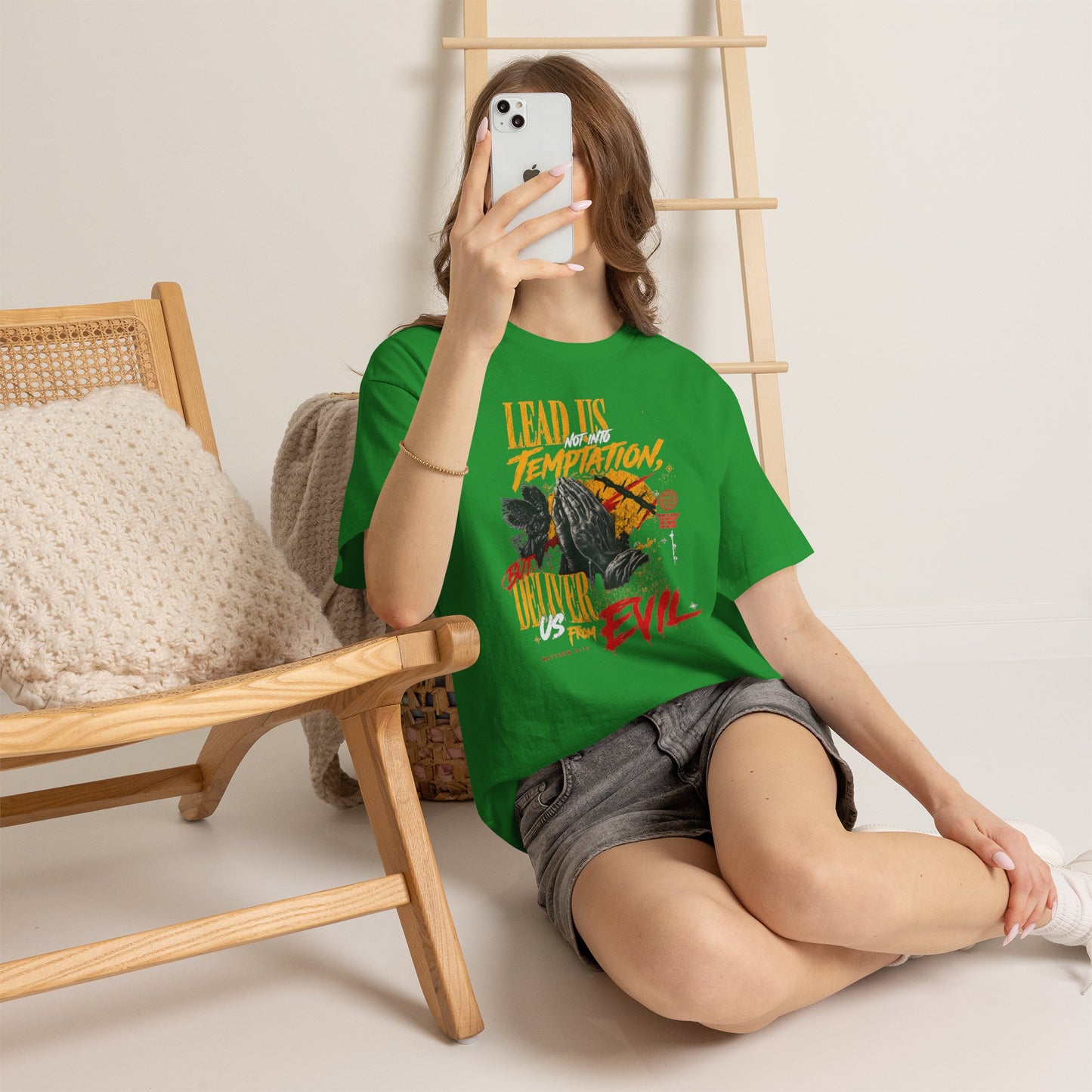 "Lead Us Not Into Temptation, Deliver Us From Evil" Graphic T-Shirt