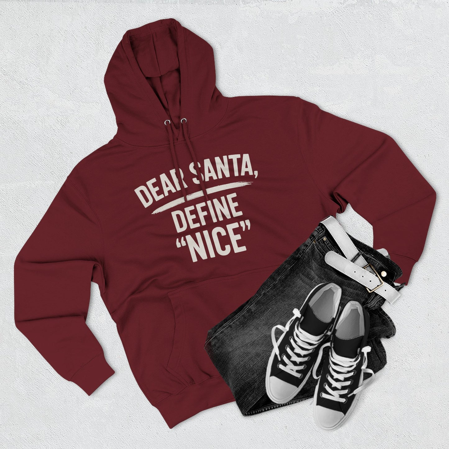 Holiday Humor Fleece Hoodie - 'Dear Santa, Define Nice