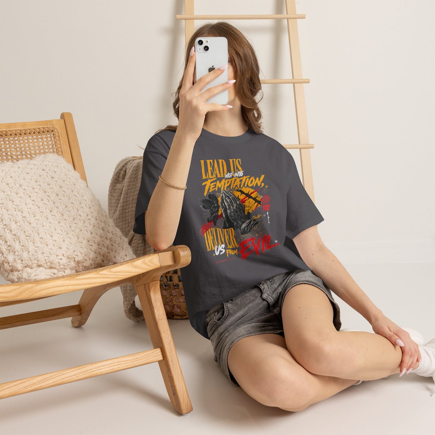 "Lead Us Not Into Temptation, Deliver Us From Evil" Graphic T-Shirt