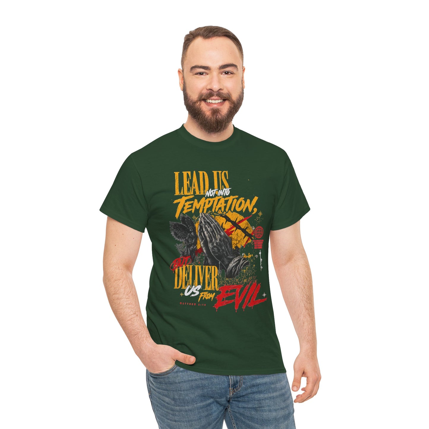"Lead Us Not Into Temptation, Deliver Us From Evil" Graphic T-Shirt