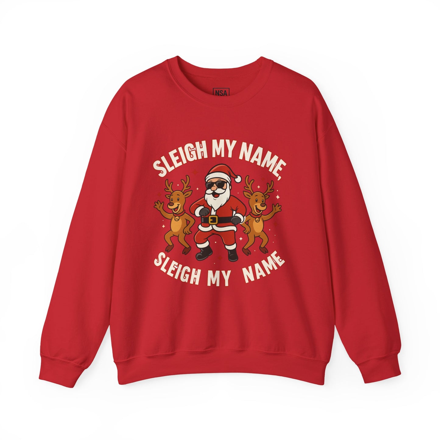 Santa Sleigh My Name Sweatshirt, Unisex Holiday Crewneck, Christmas Gift, Funny Sweatshirt, Cozy Winter Apparel