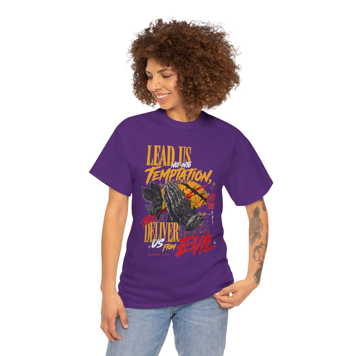 "Lead Us Not Into Temptation, Deliver Us From Evil" Graphic T-Shirt