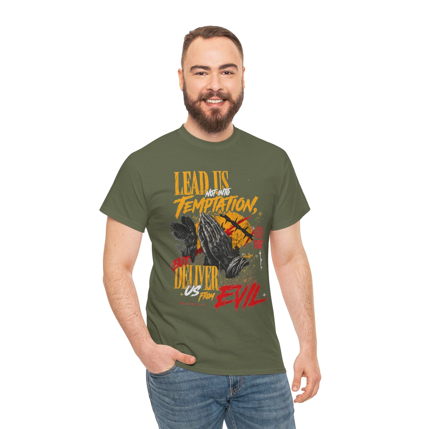 "Lead Us Not Into Temptation, Deliver Us From Evil" Graphic T-Shirt