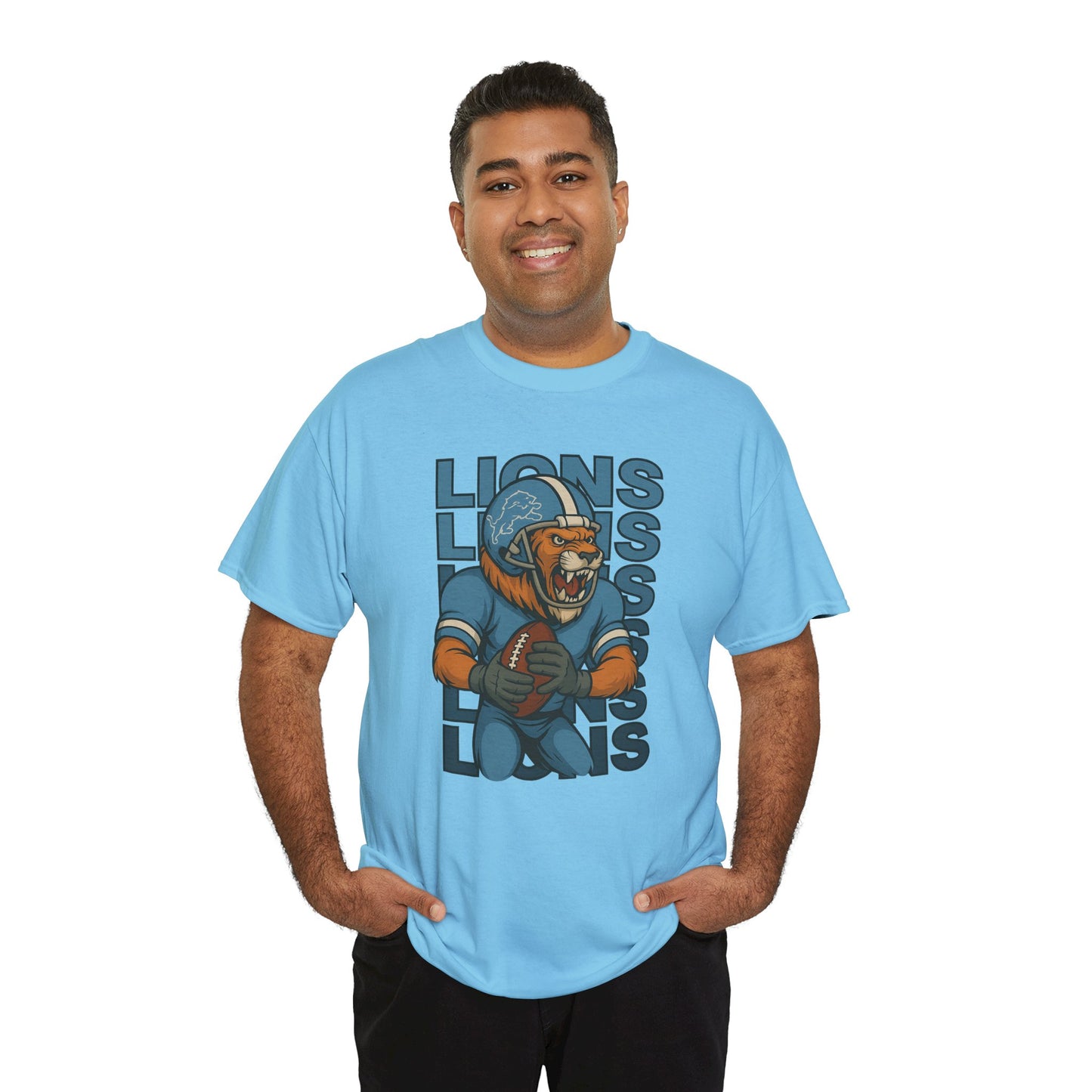 Lions Football Unisex Heavy Cotton Tee - Bold Graphic Tee for Fans