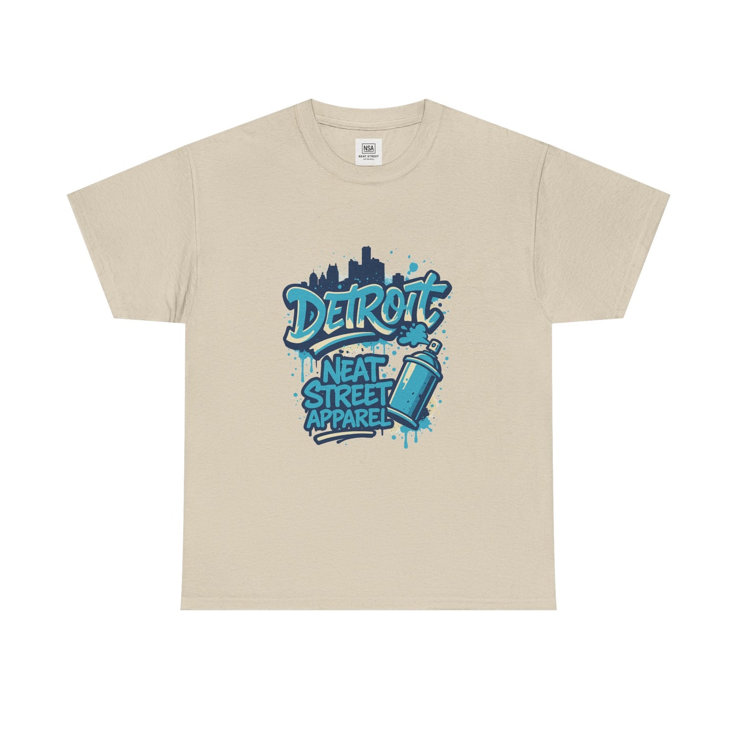 Detroit Street Art Unisex Heavy Cotton Tee - Urban Style Graphic T-Shirt