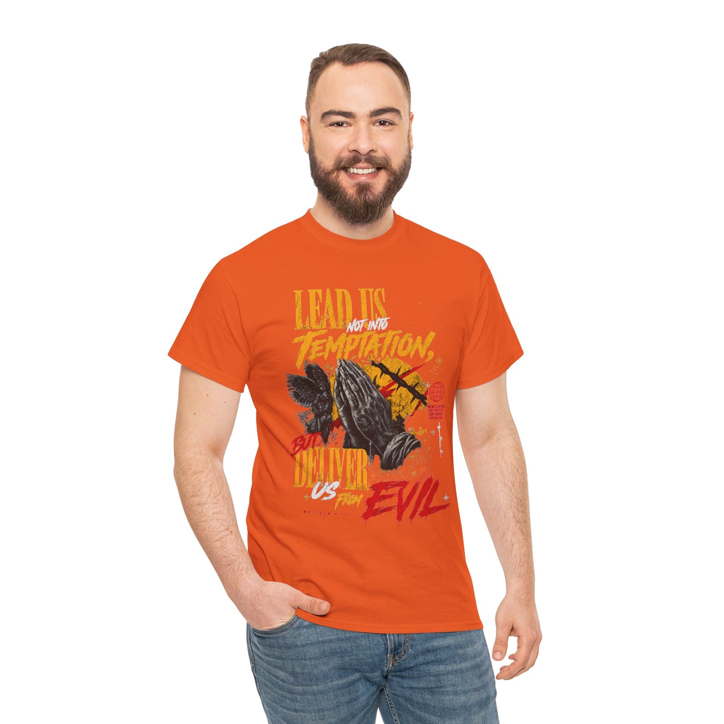 "Lead Us Not Into Temptation, Deliver Us From Evil" Graphic T-Shirt