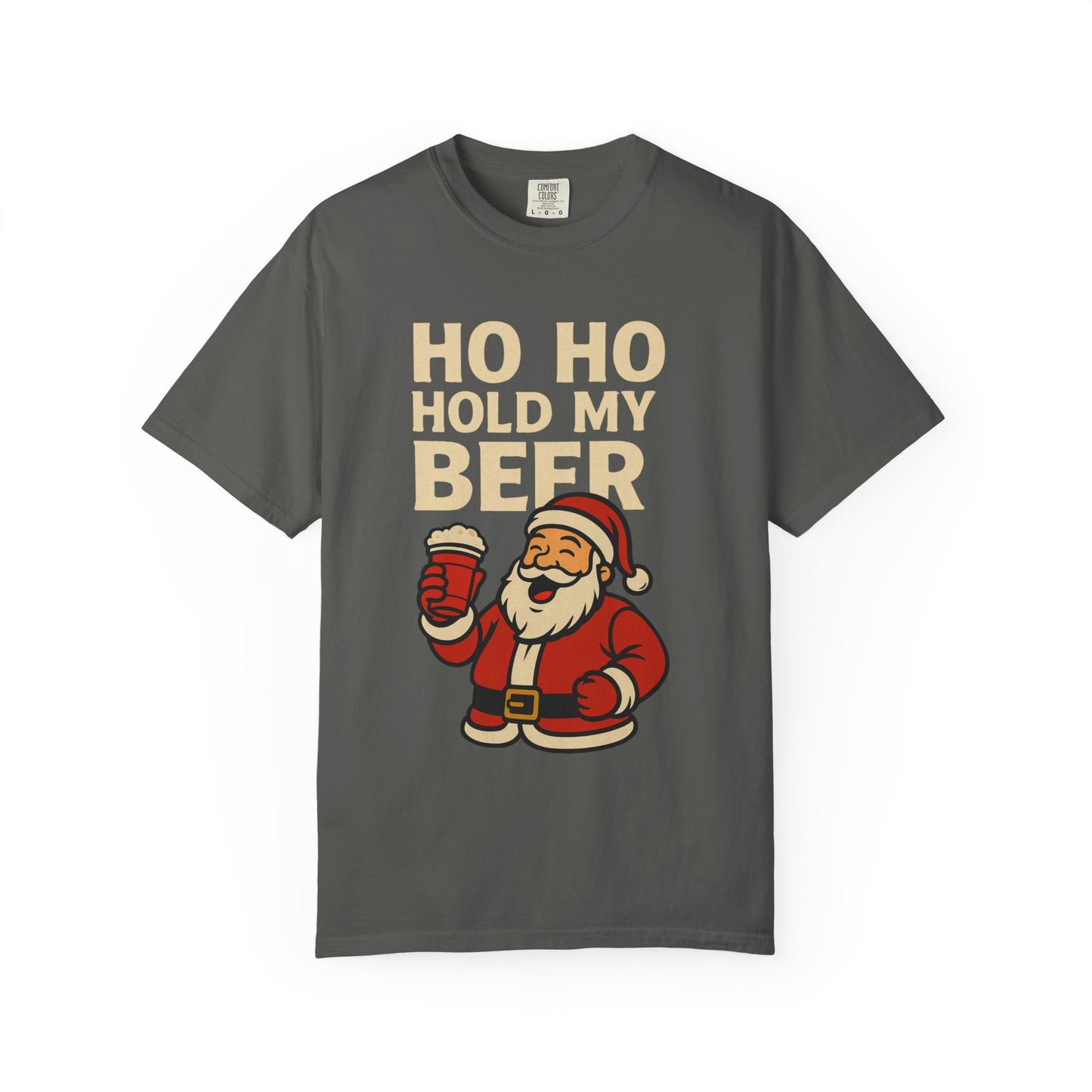 Funny Holiday T-Shirt with Santa: Ho Ho Hold my Beer