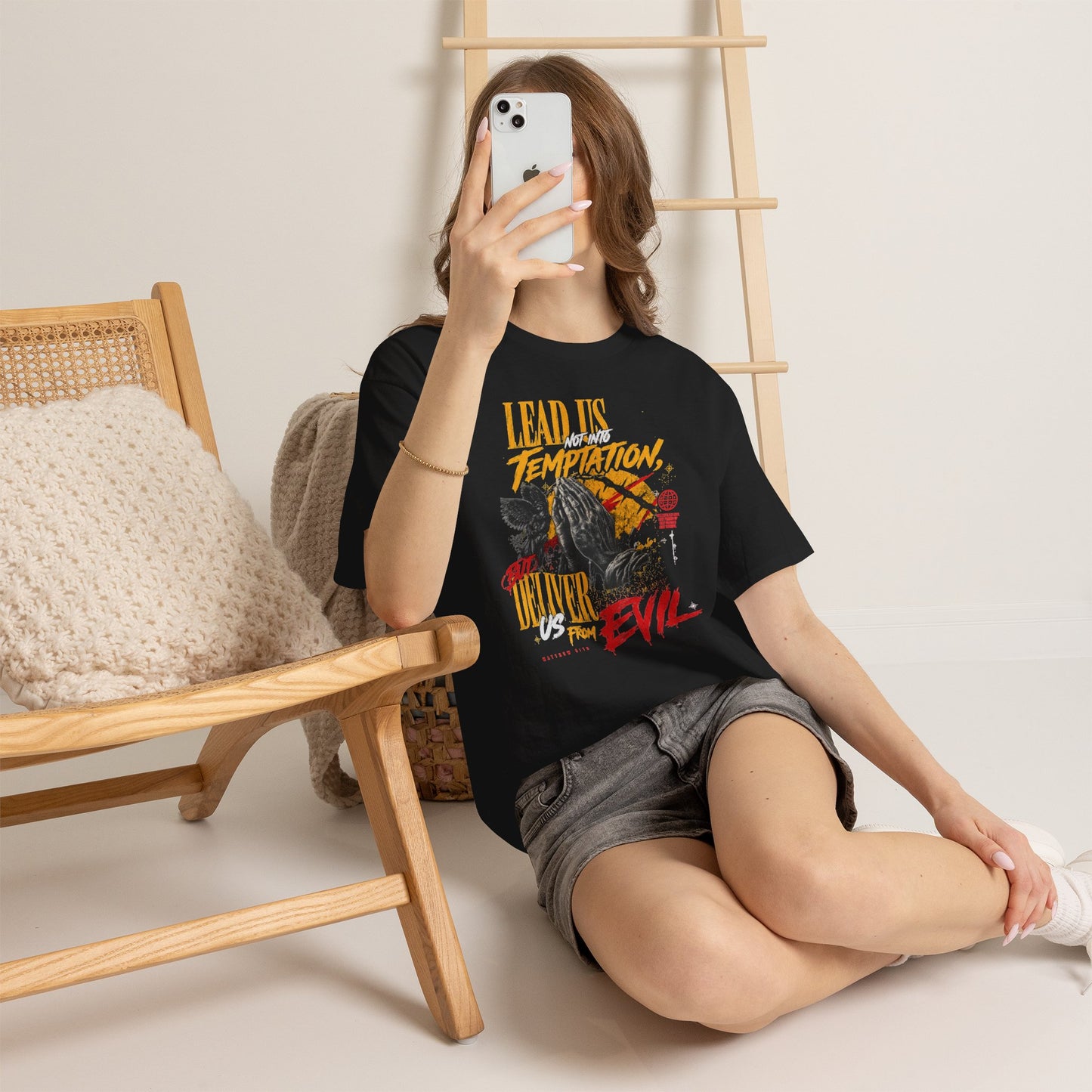 "Lead Us Not Into Temptation, Deliver Us From Evil" Graphic T-Shirt