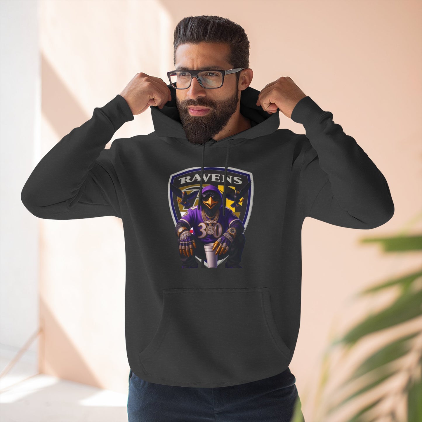 Ravens Three-Panel Fleece Hoodie