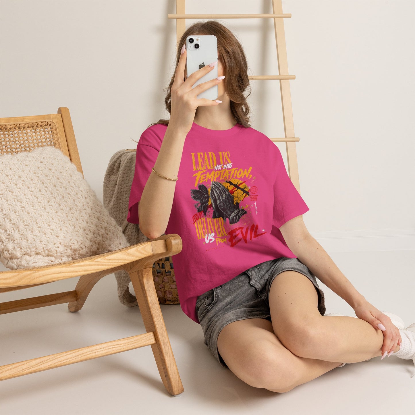 "Lead Us Not Into Temptation, Deliver Us From Evil" Graphic T-Shirt
